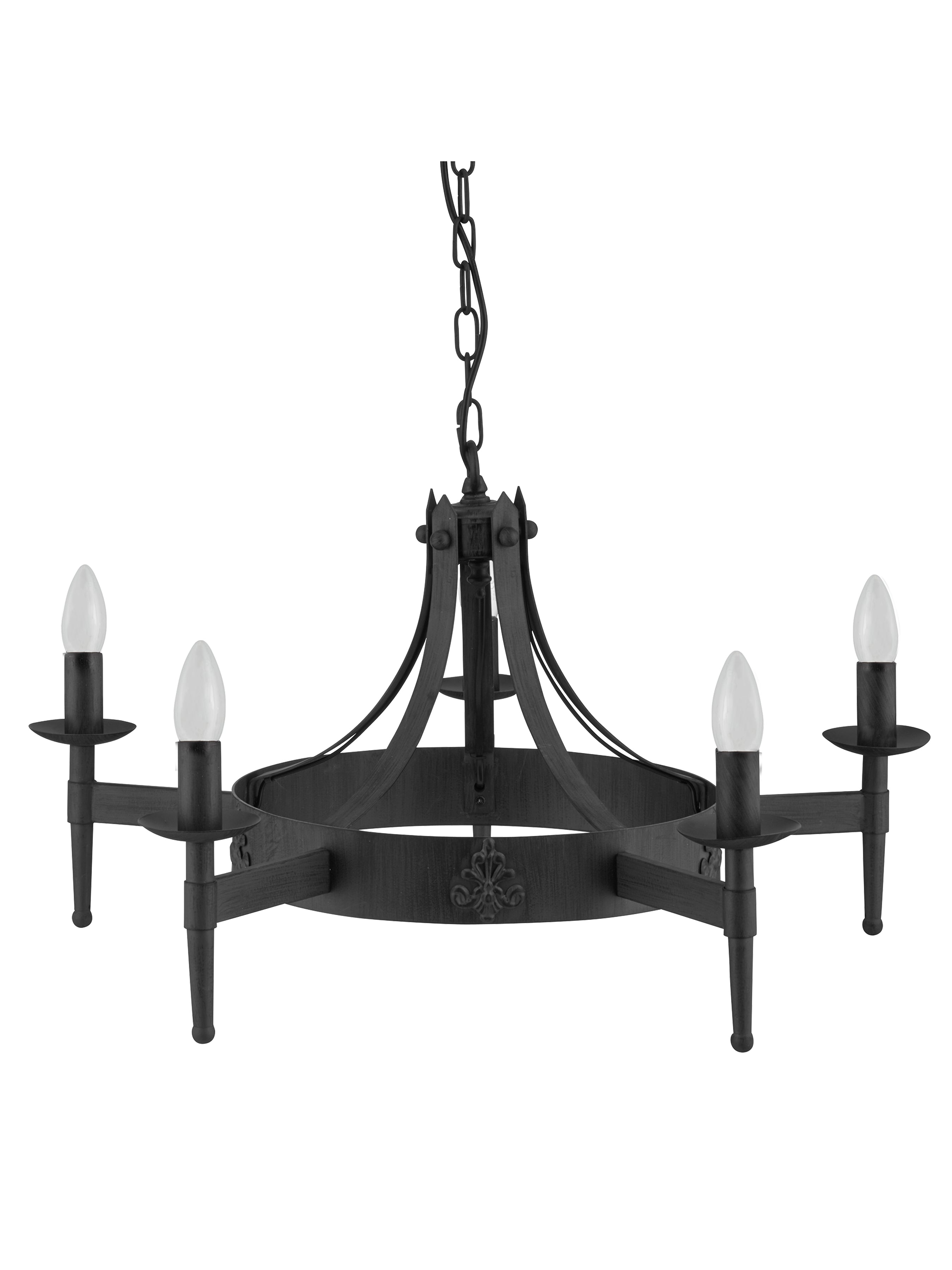 Searchlight Cadogan - 5 Light Ceiling Pendant, Wrought Iron Black