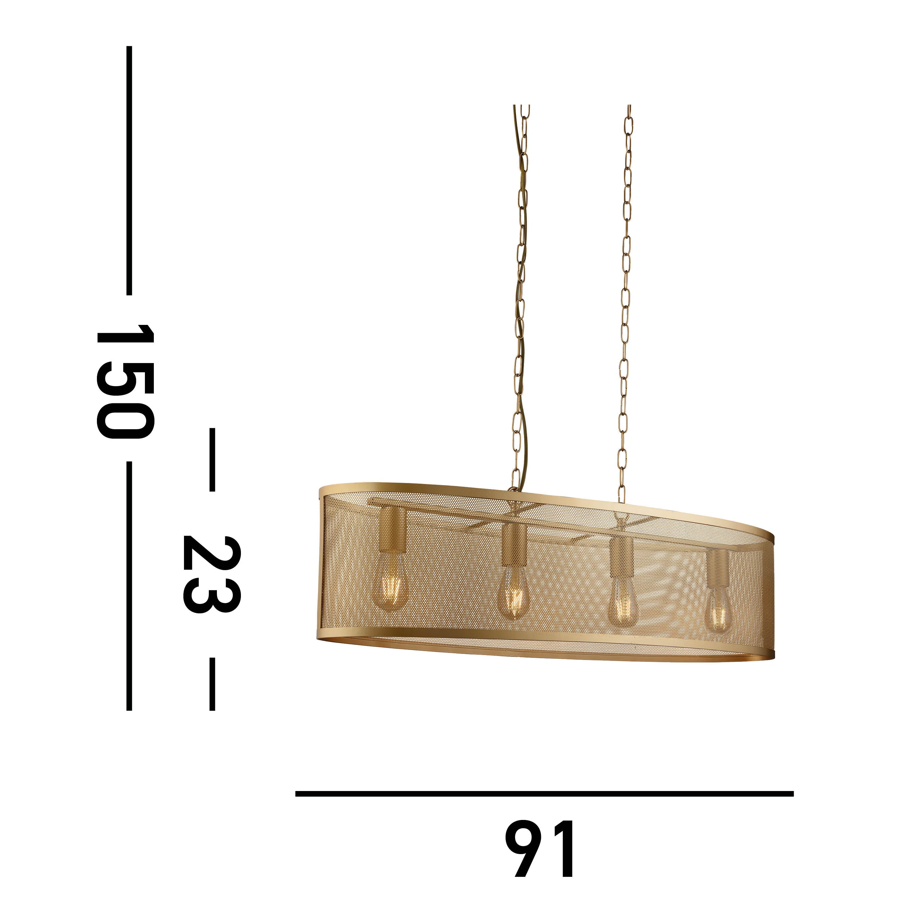 Searchlight Falkner 4 Light Oval Pendant Matt Gold