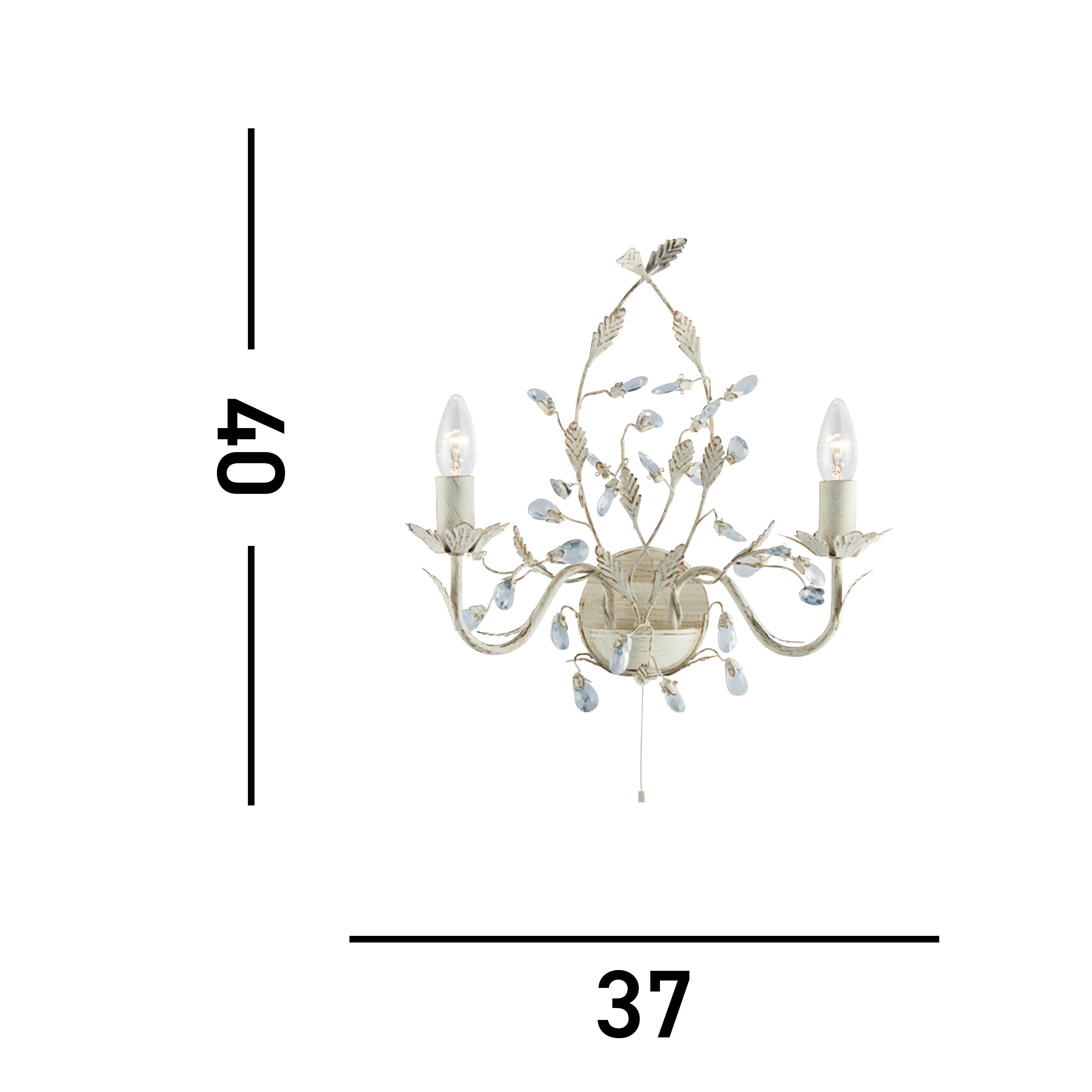 Searchlight Aikin Cream Gold Finish 2 Light Wall Bracket With Crystal Dressing