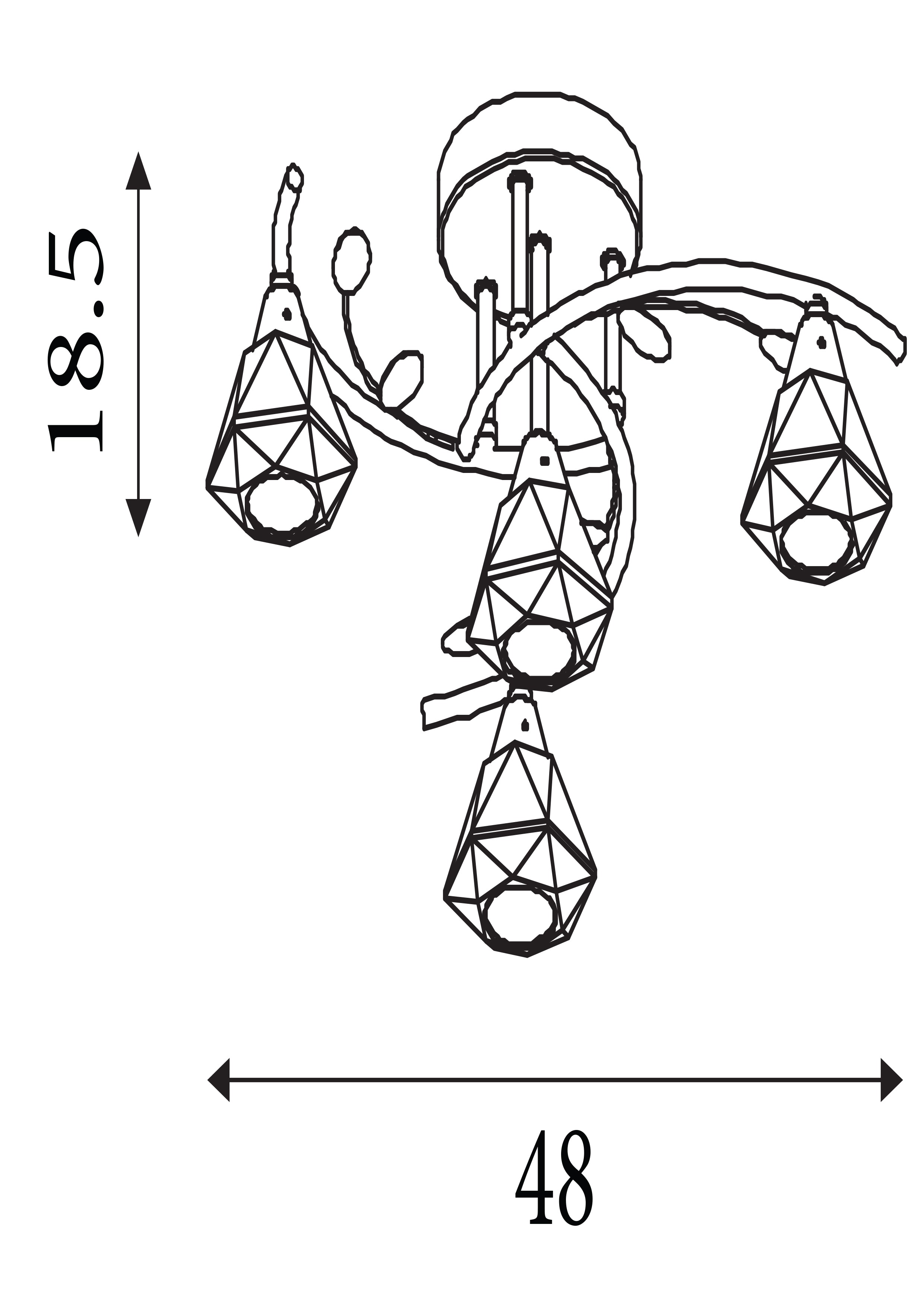 Searchlight Shotwick - 4 Light Semi-Flush Fitting, Antique Brass, Clear Glass