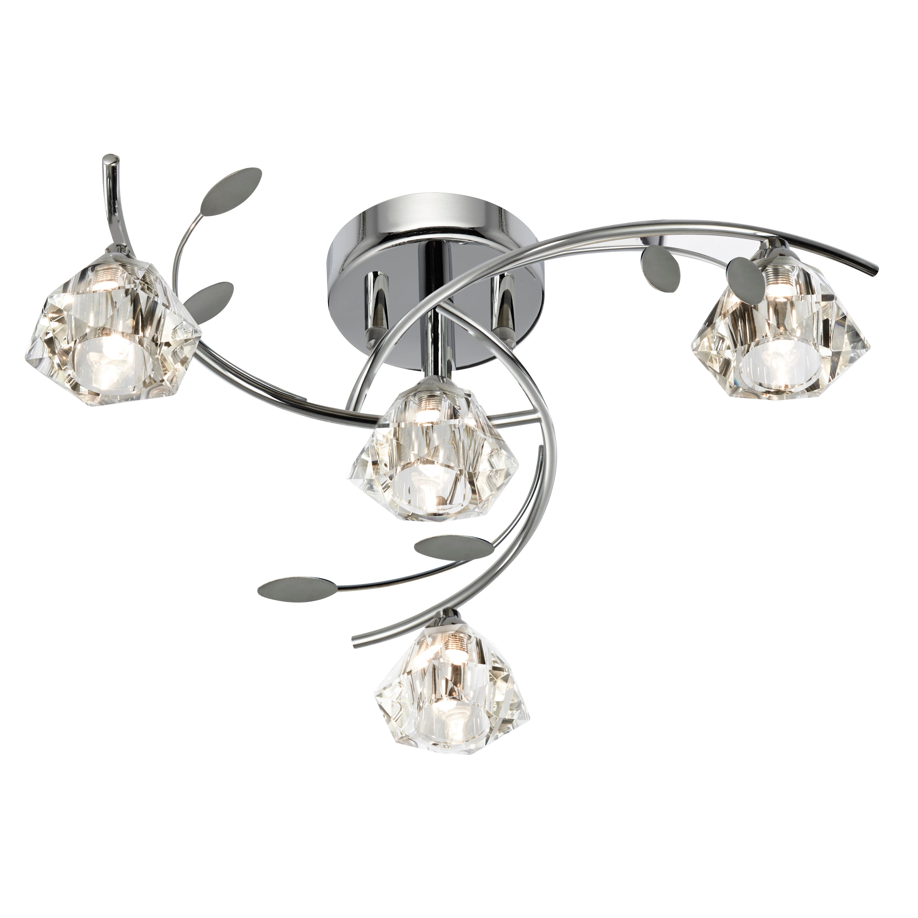 Searchlight Shotwick - 4 Light Semi-Flush Fitting, Chrome, Clear Glass