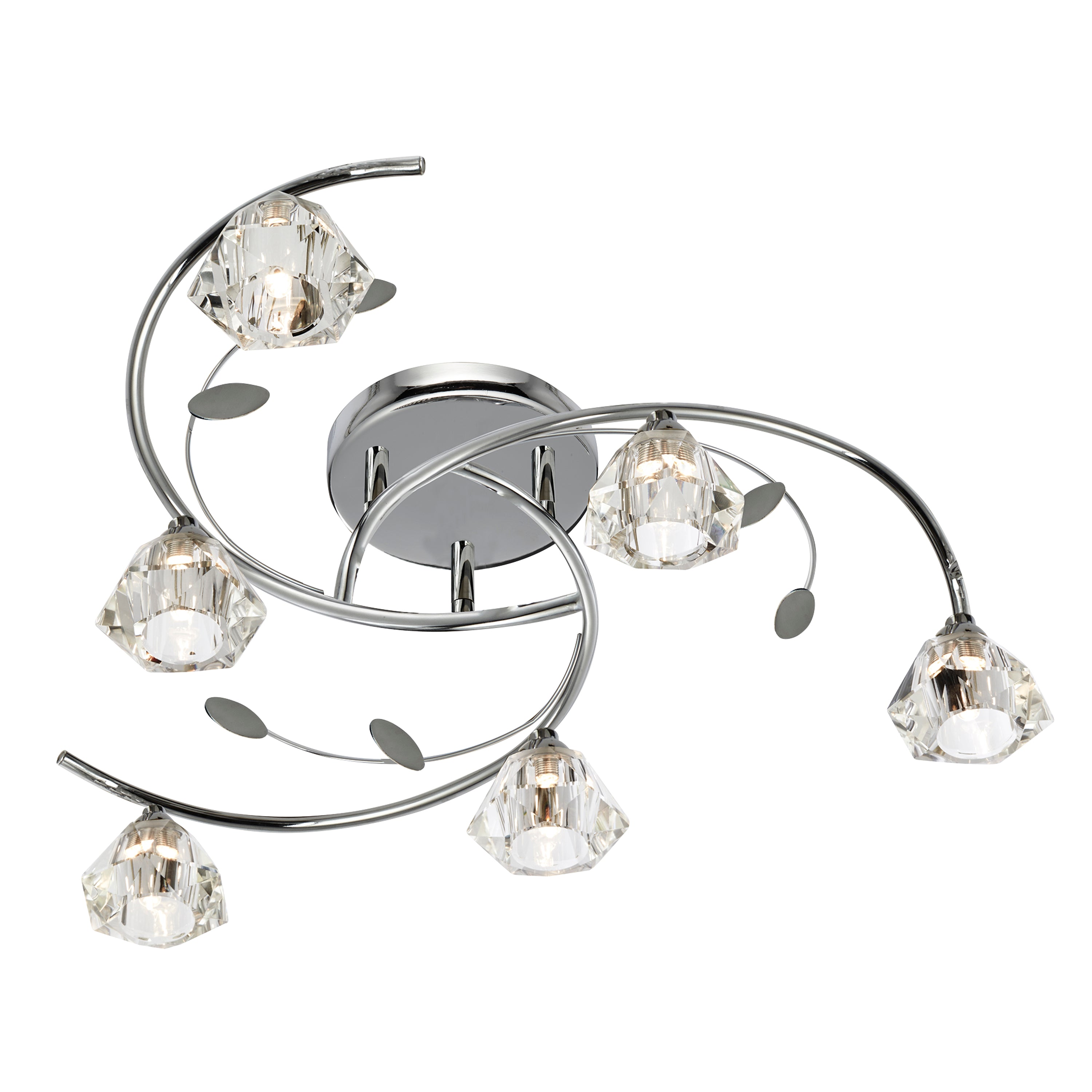 Searchlight Shotwick - 6 Light Semi-Flush Fitting, Chrome, Clear Glass