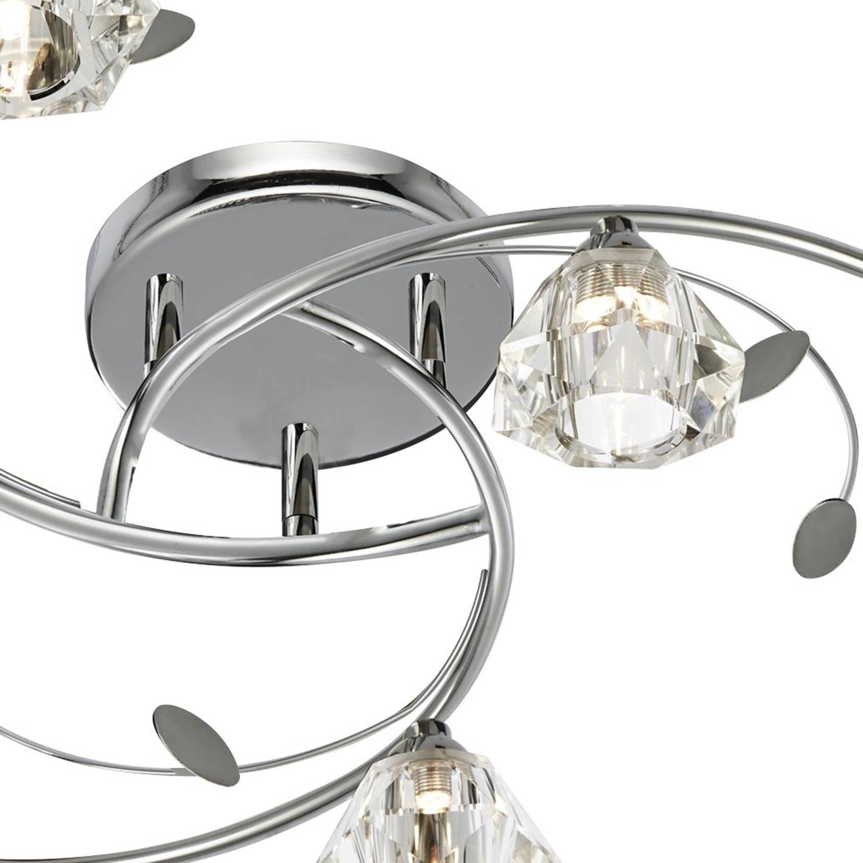 Searchlight Shotwick - 6 Light Semi-Flush Fitting, Chrome, Clear Glass