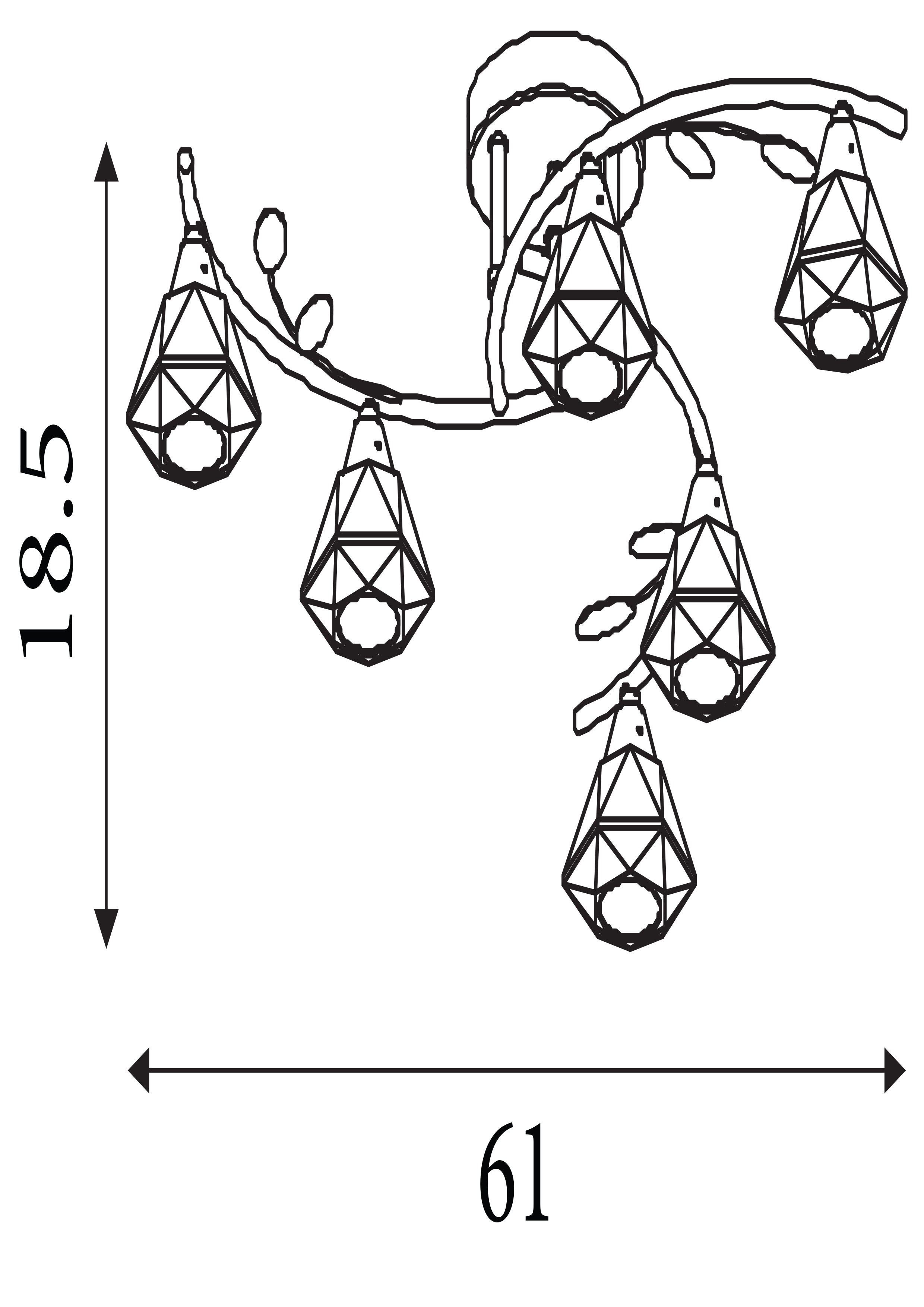 Searchlight Shotwick - 6 Light Semi-Flush Fitting, Chrome, Clear Glass