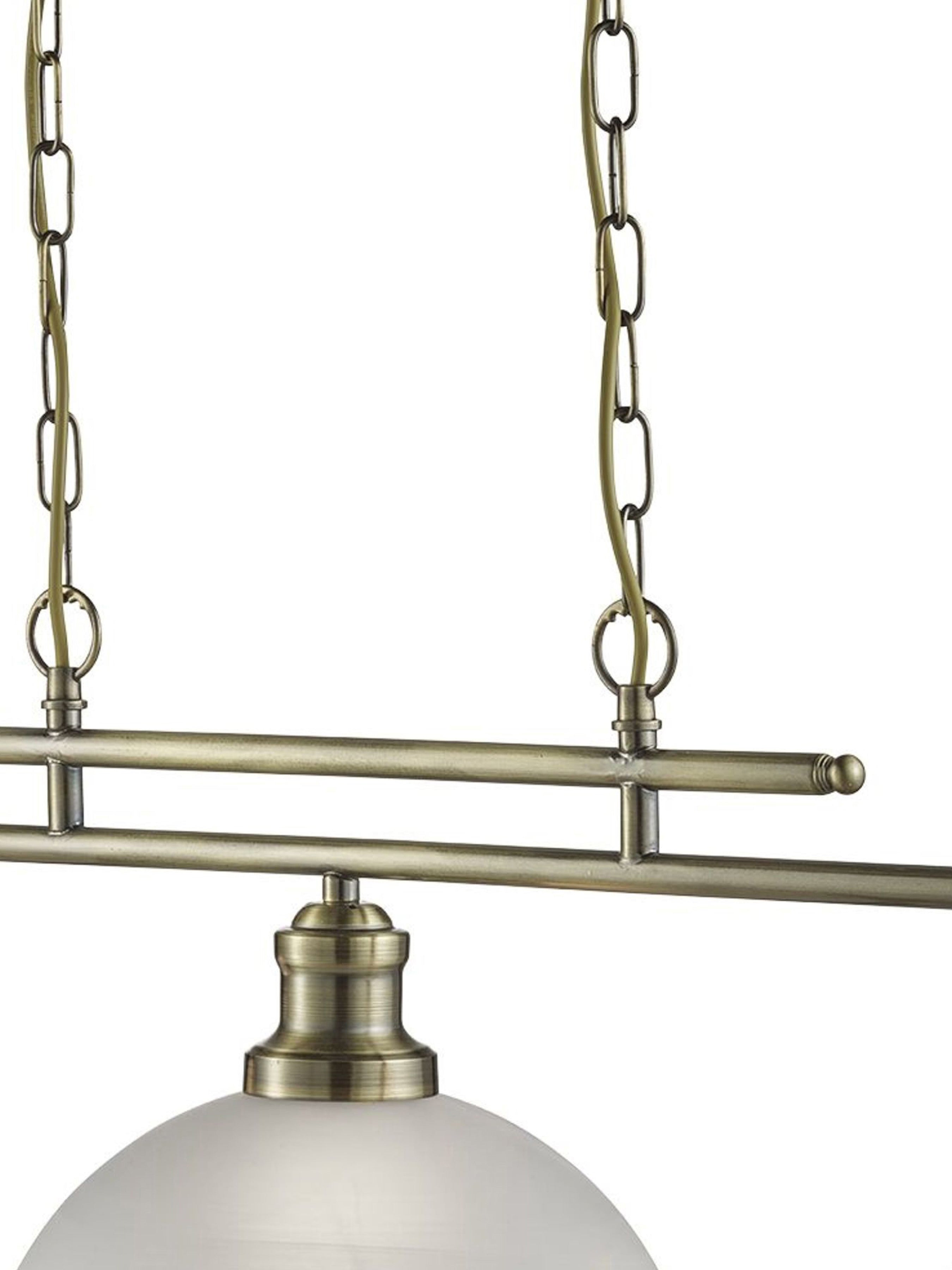 Searchlight Beech 3 Light Ceiling Bar - Antique Brass & Marble Glass
