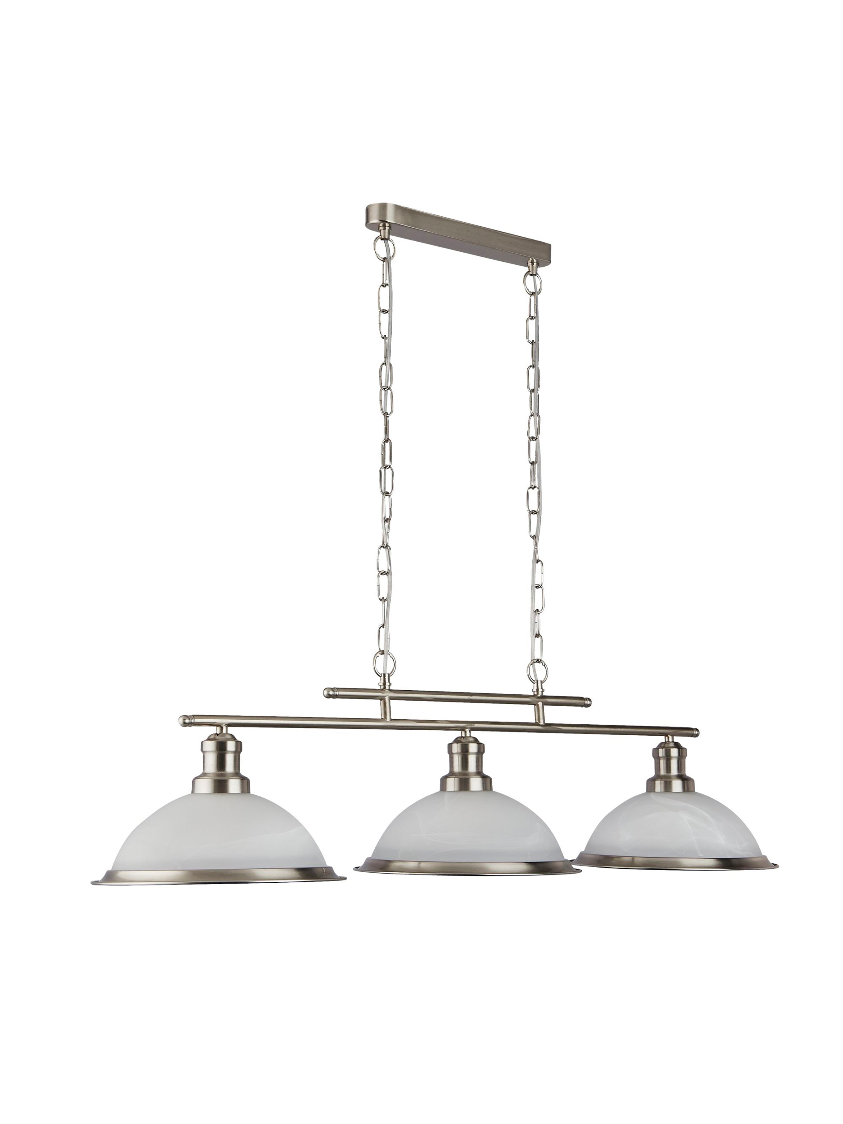 Searchlight Beech 3 Light Ceiling Bar - Satin Silver & Marble Glass