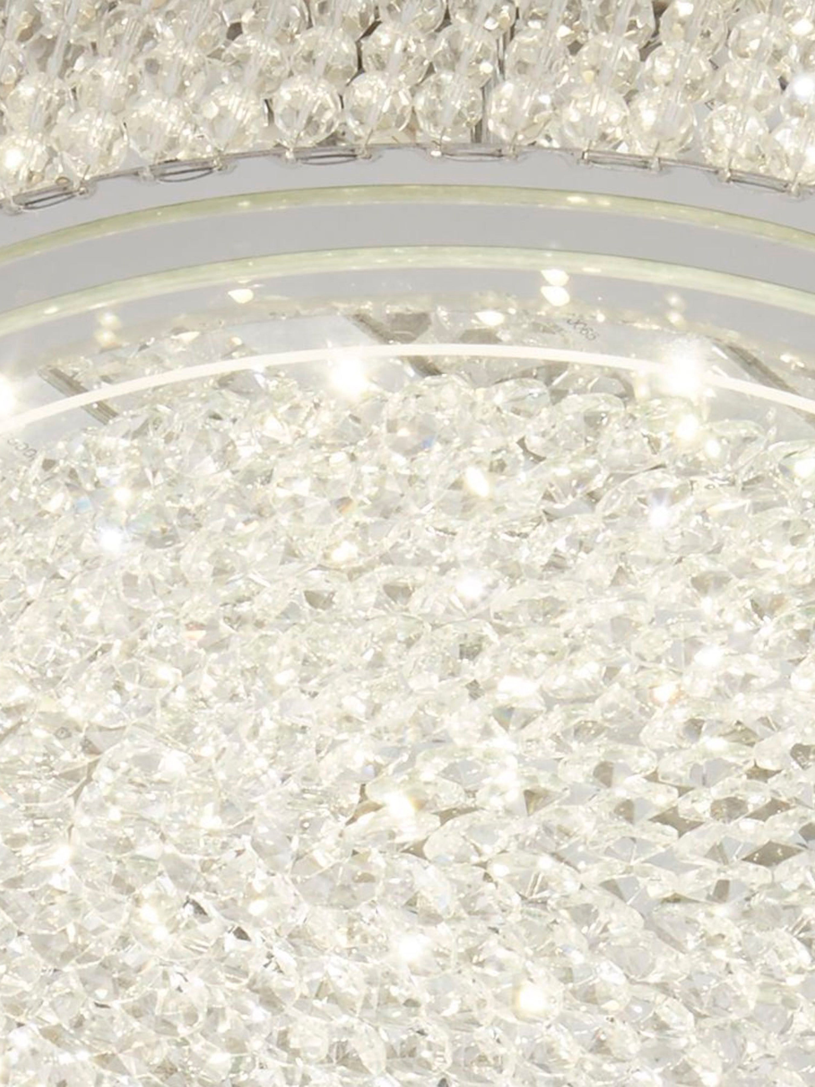 Searchlight Viola Chrome Glass LED Flush Light With Crystal Centre Decoration