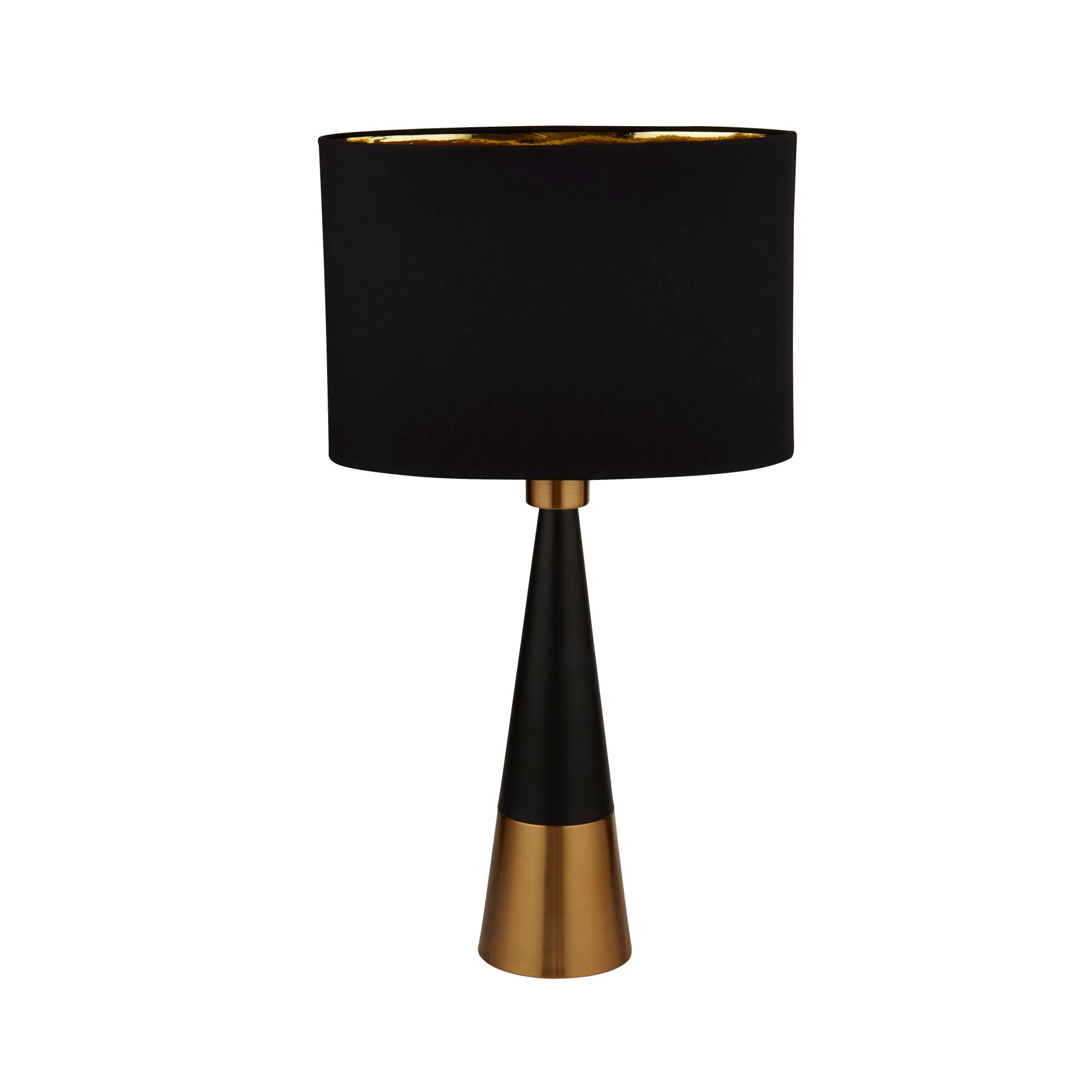 Searchlight Carly Table Lamp - Antique Copper, Black Shade & Gold Interior