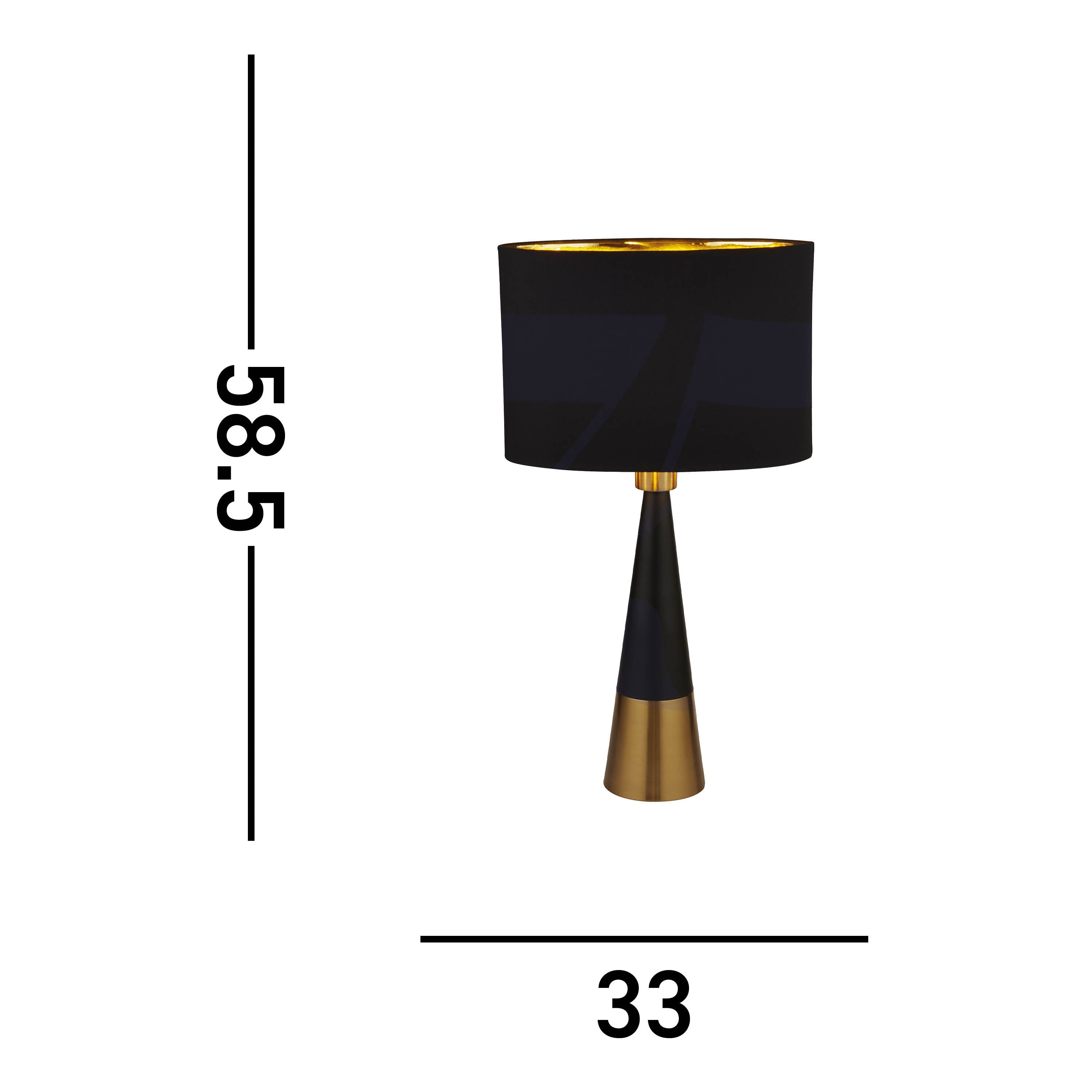 Searchlight Carly Table Lamp - Antique Copper, Black Shade & Gold Interior