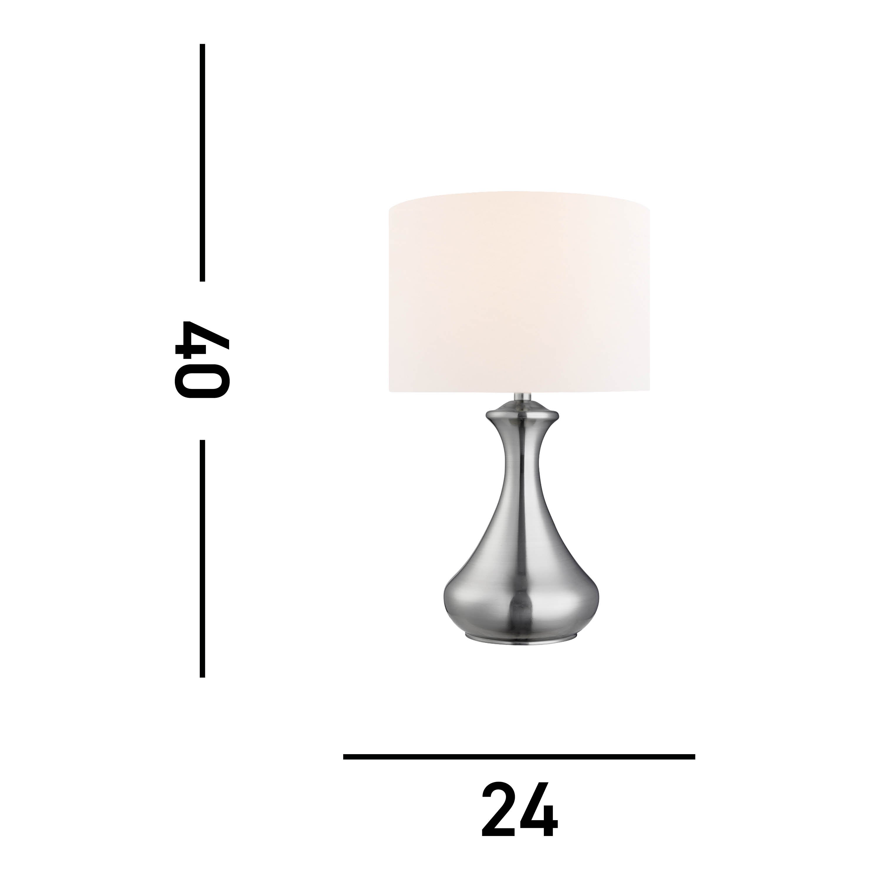 Searchlight Touch Lamp - Satin Silver, White Shade