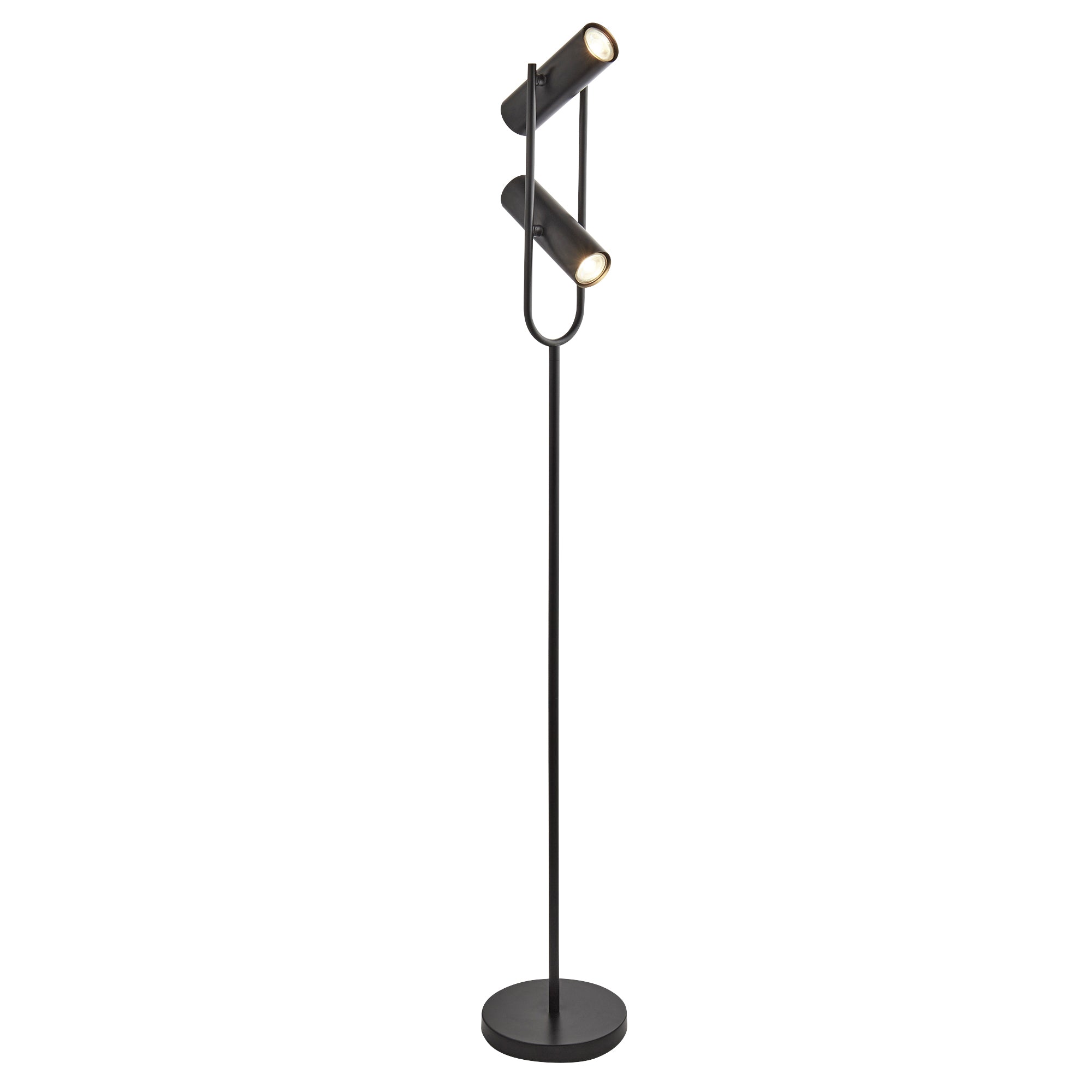 Searchlight Tabley 2 Light Cylinder Shade Floor Lamp, Matt Black