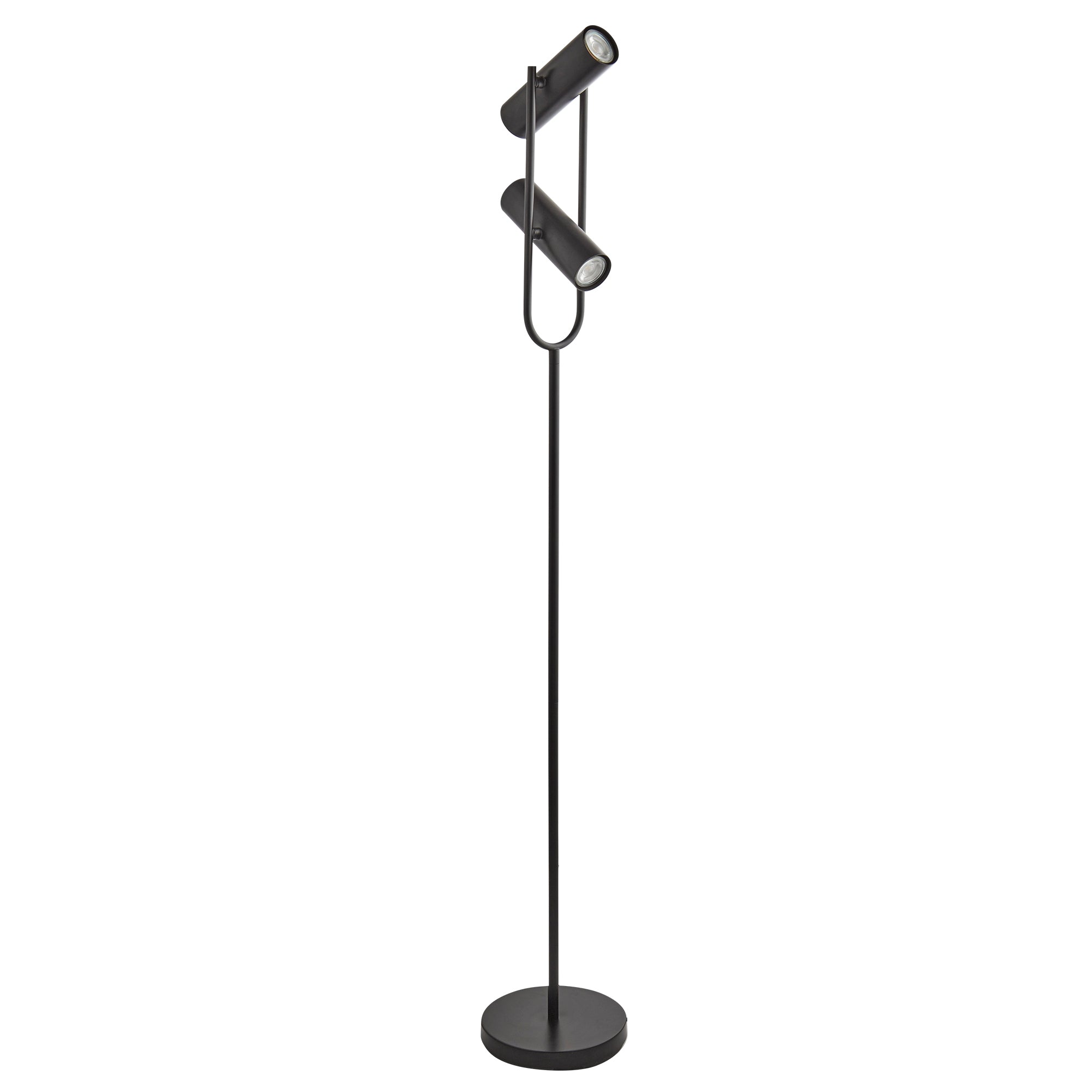 Searchlight Tabley 2 Light Cylinder Shade Floor Lamp, Matt Black