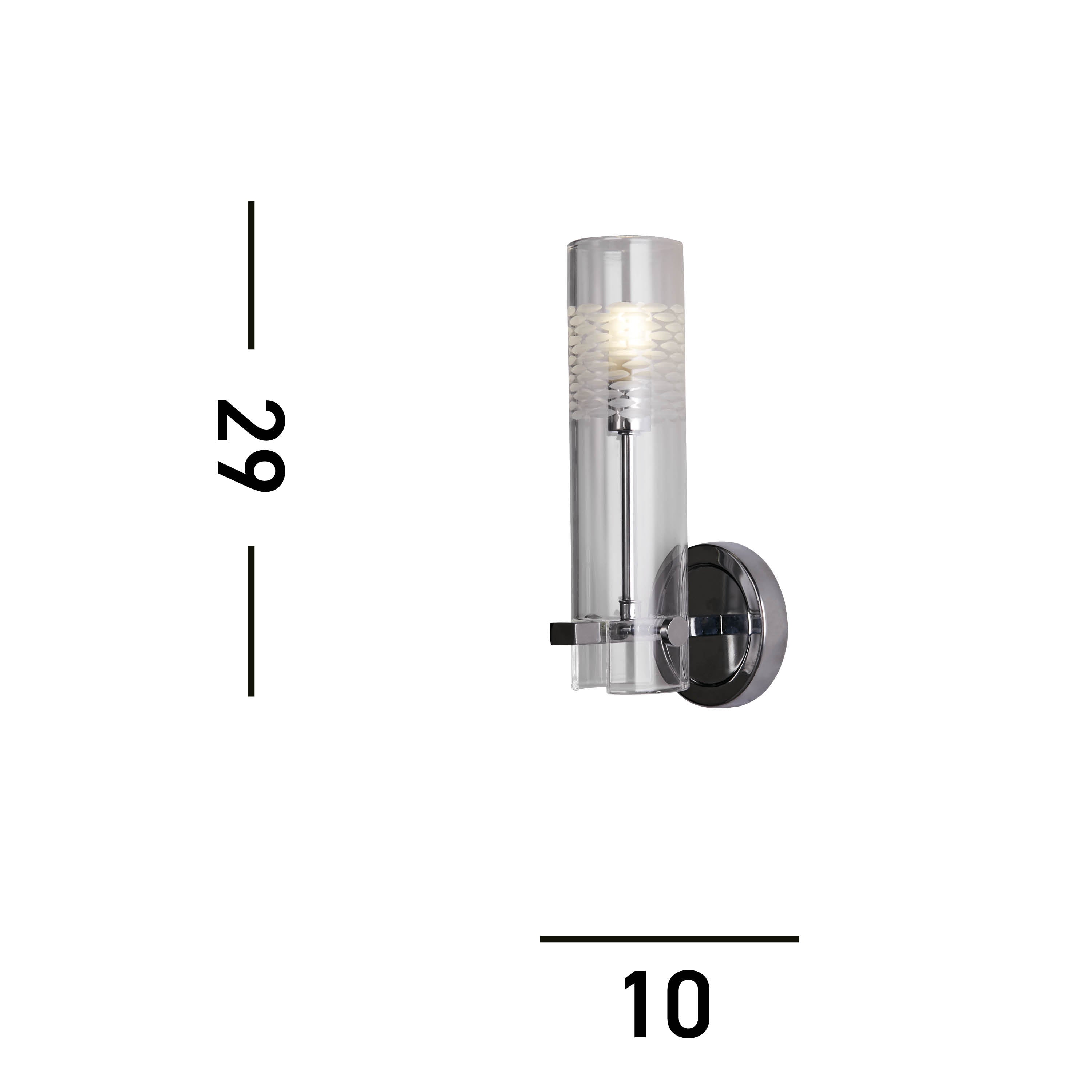 Searchlight Scholar Bathroom Wall Light - Chrome Metal & Clear Etched Glass