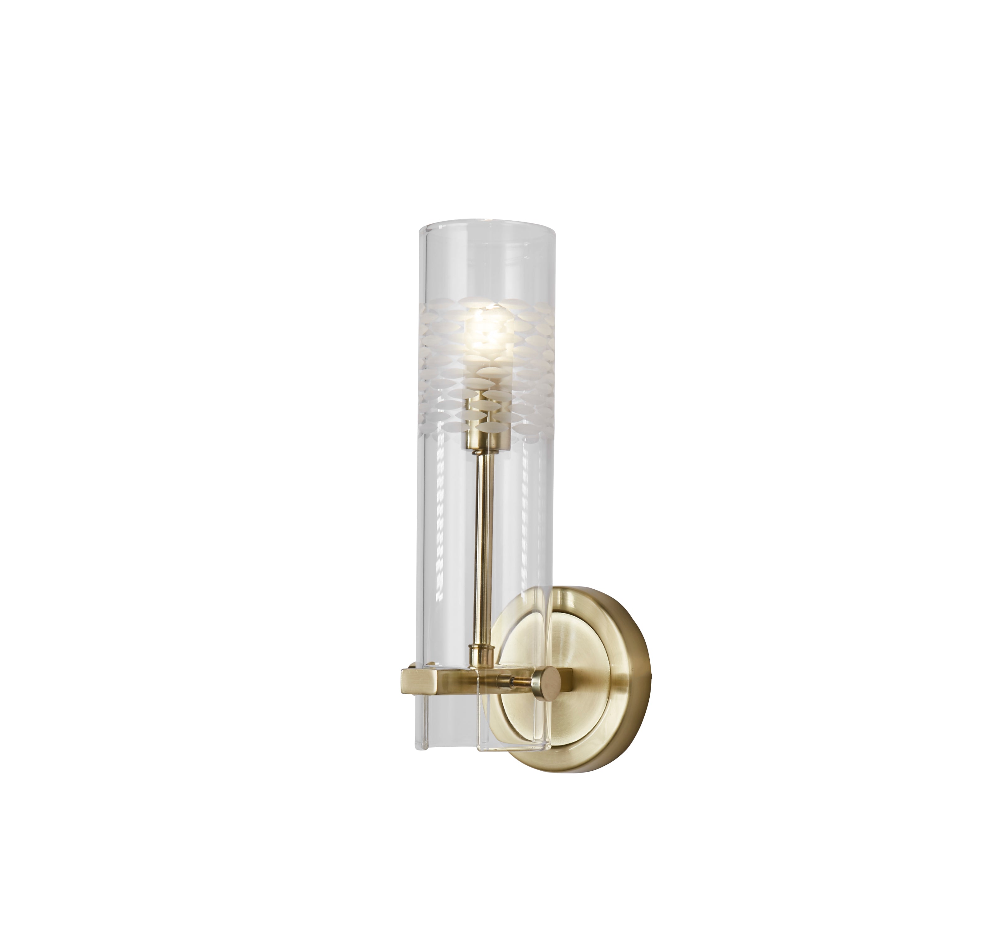 Searchlight Scholar Bathroom Wall Light - Satin Brass & Clear Etched Glass