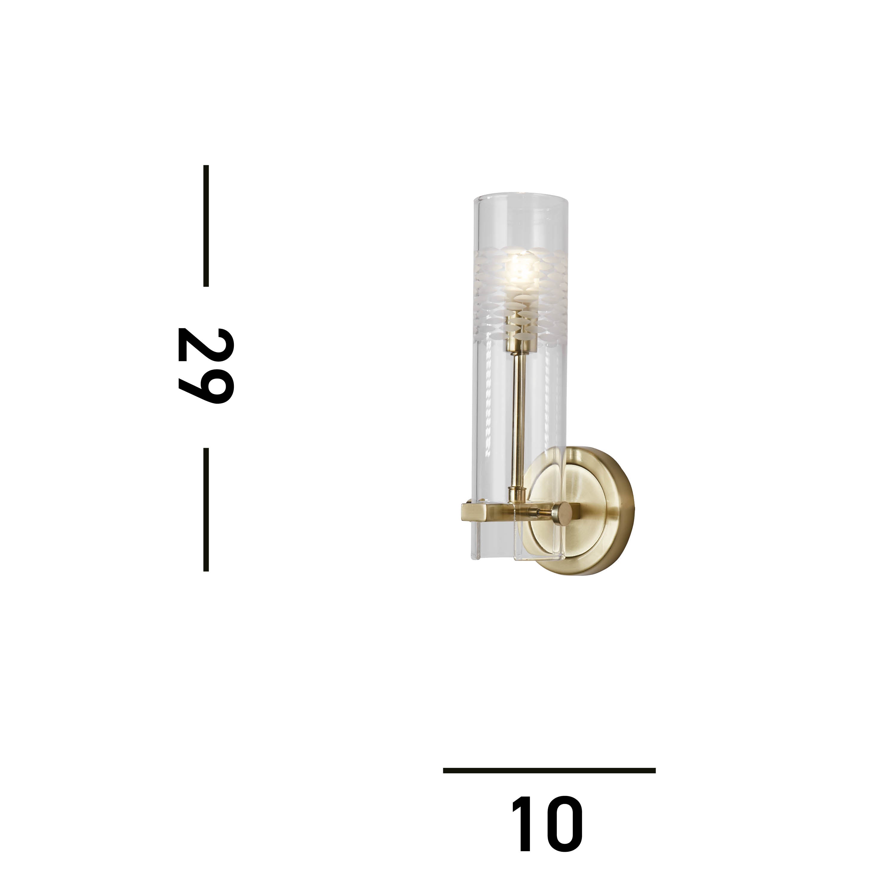 Searchlight Scholar Bathroom Wall Light - Satin Brass & Clear Etched Glass