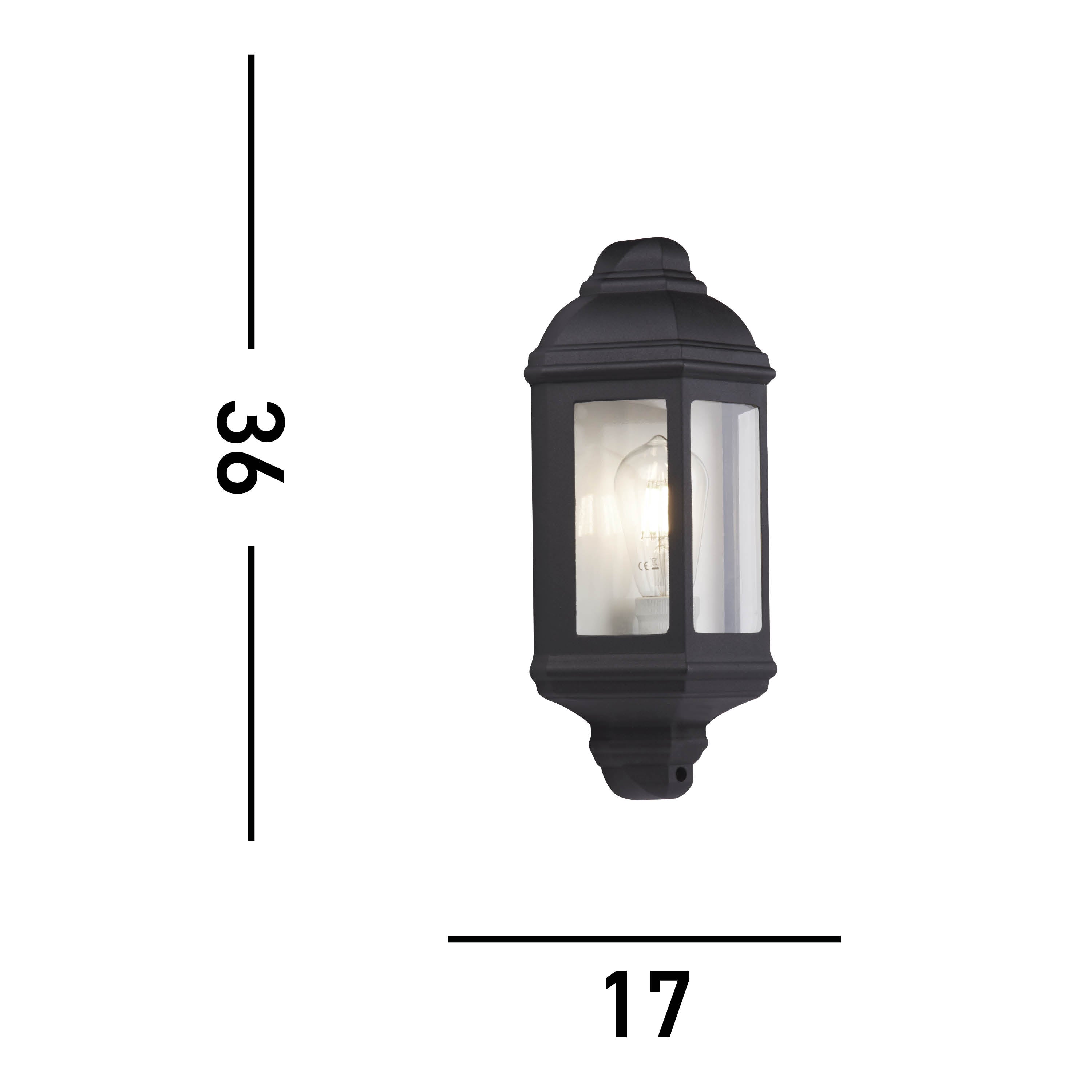 Searchlight Maddrel Outdoor Wall Light - Black & Glass - IP44