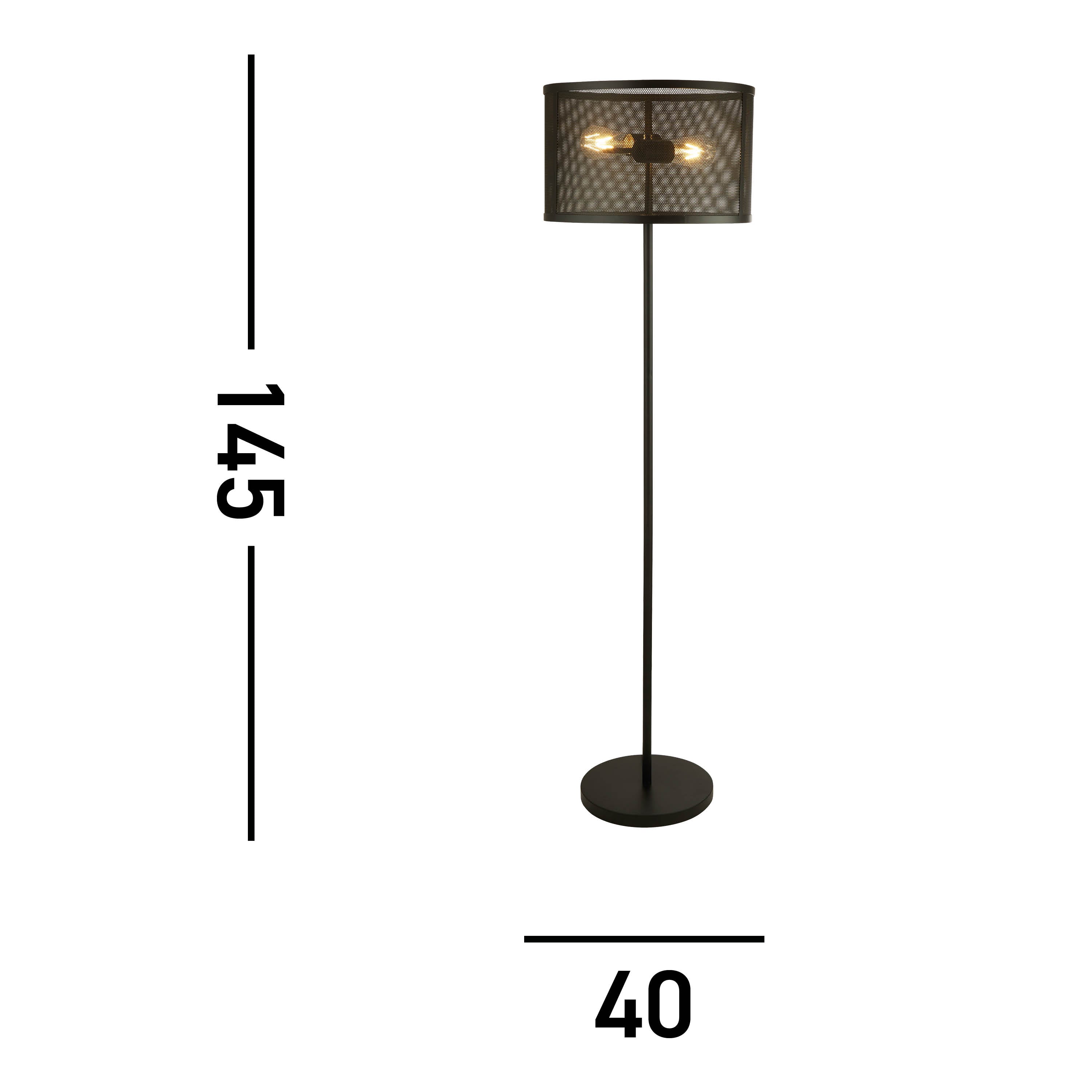 Searchlight Falkner 2 Light Floor Lamp, Matt Black