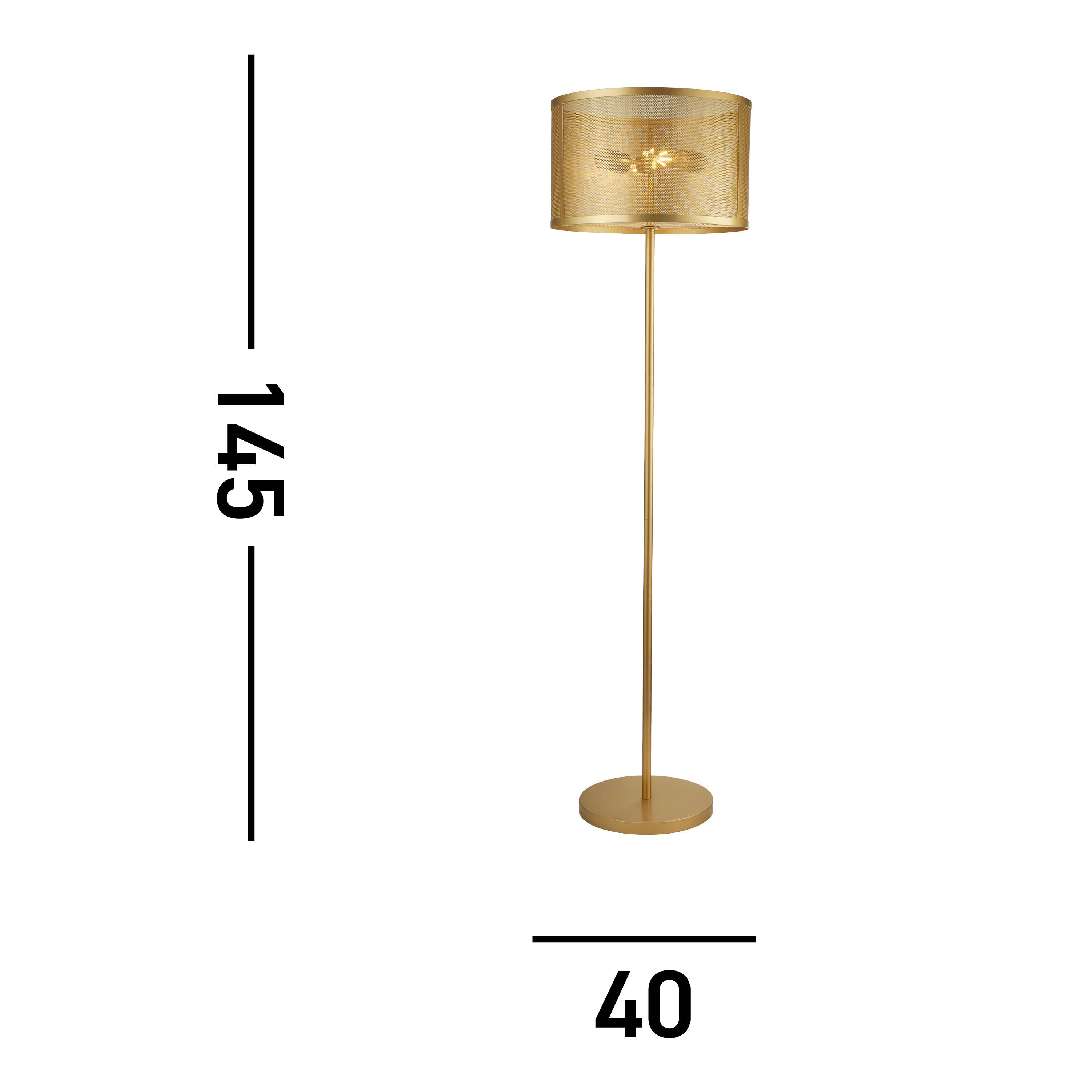 Searchlight Falkner 2 Light Floor Lamp, Matt Gold