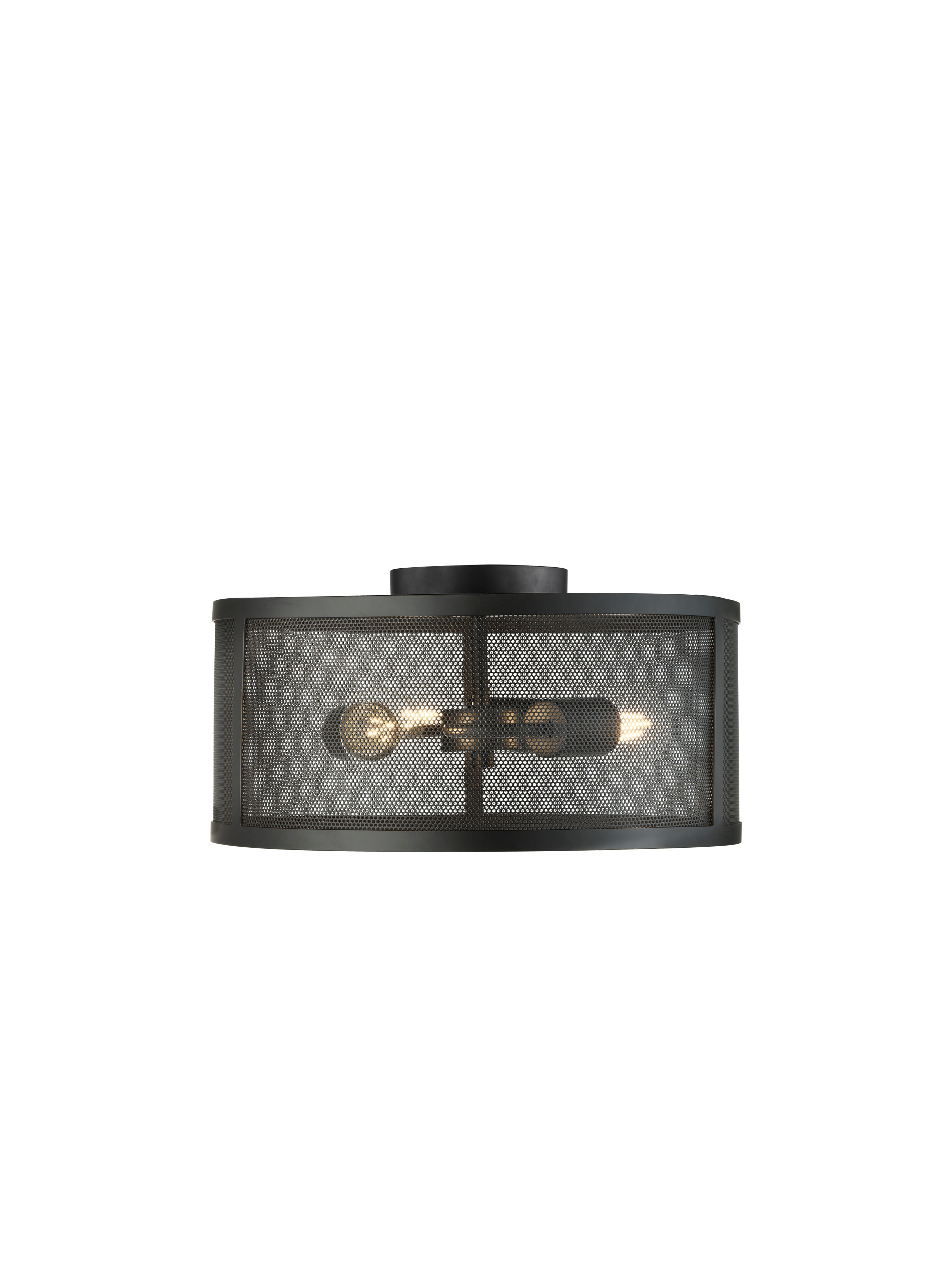 Searchlight Falkner 3 Light Drum Flush Fitting Matt Black