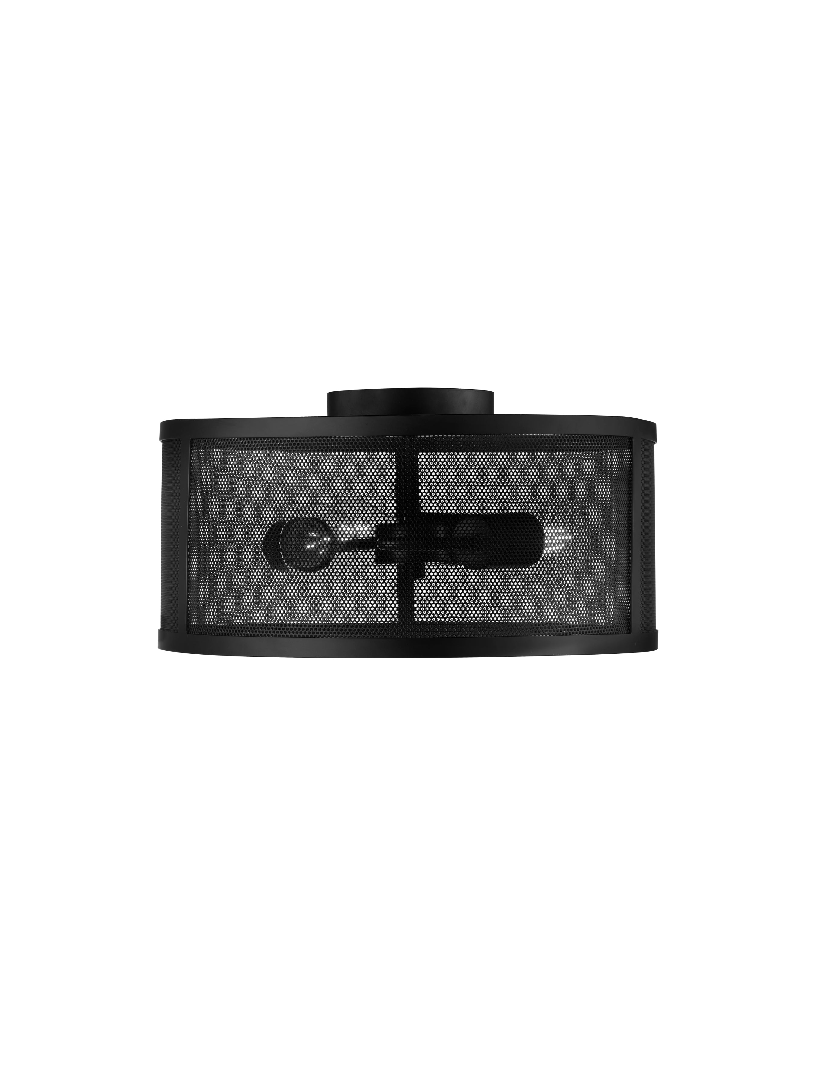 Searchlight Falkner 3 Light Drum Flush Fitting Matt Black