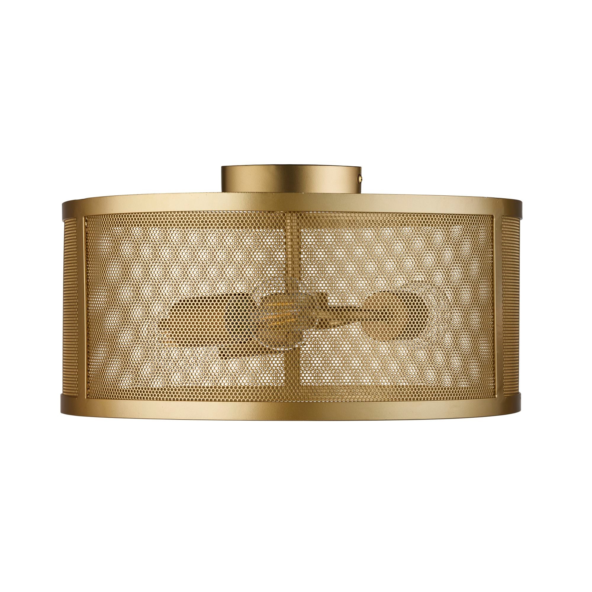 Searchlight Falkner 3 Light Drum Flush Fitting Matt Gold
