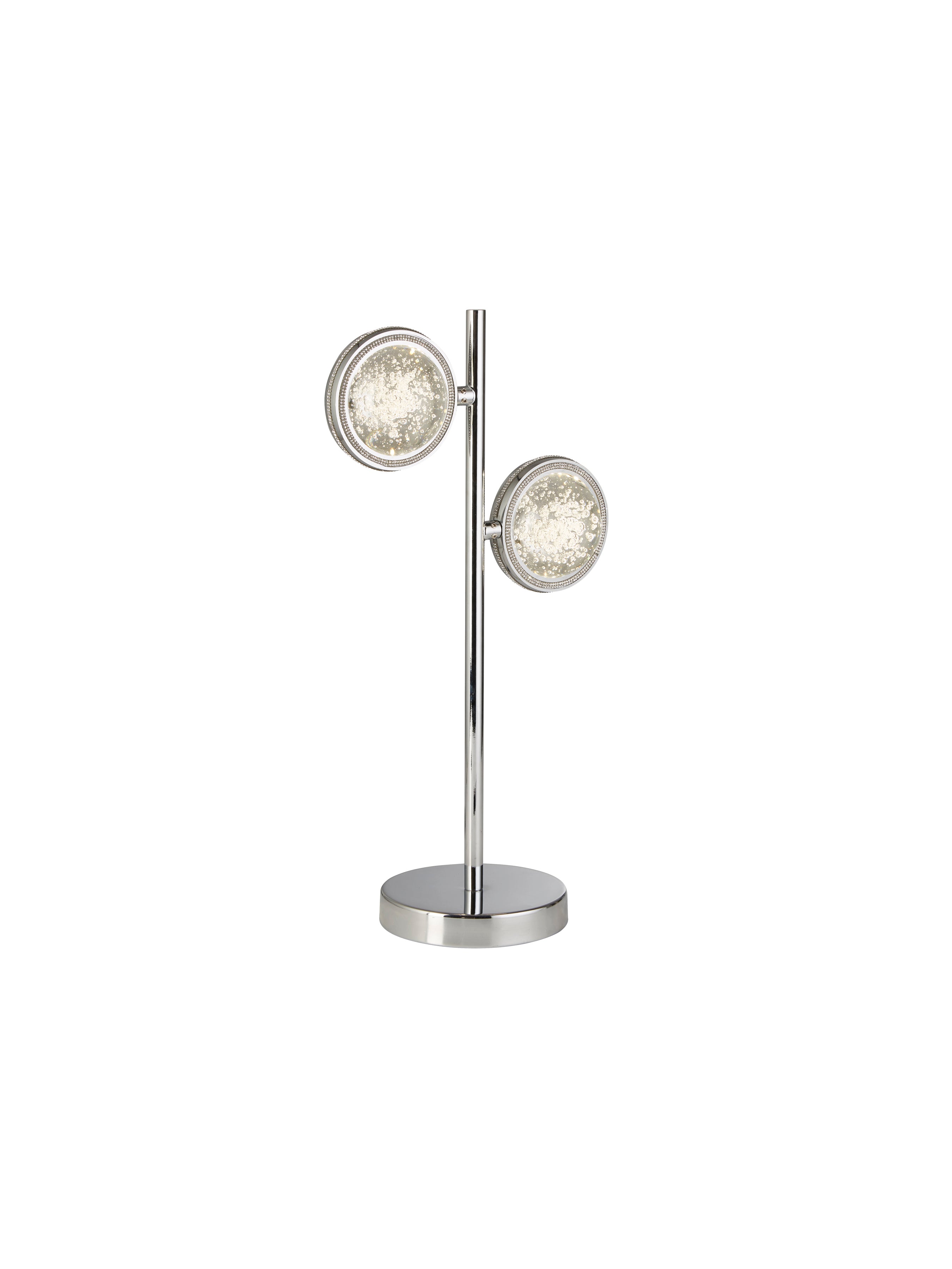 Searchlight Queensland 2 Light Table Lamp - Chrome & Bubble Glass
