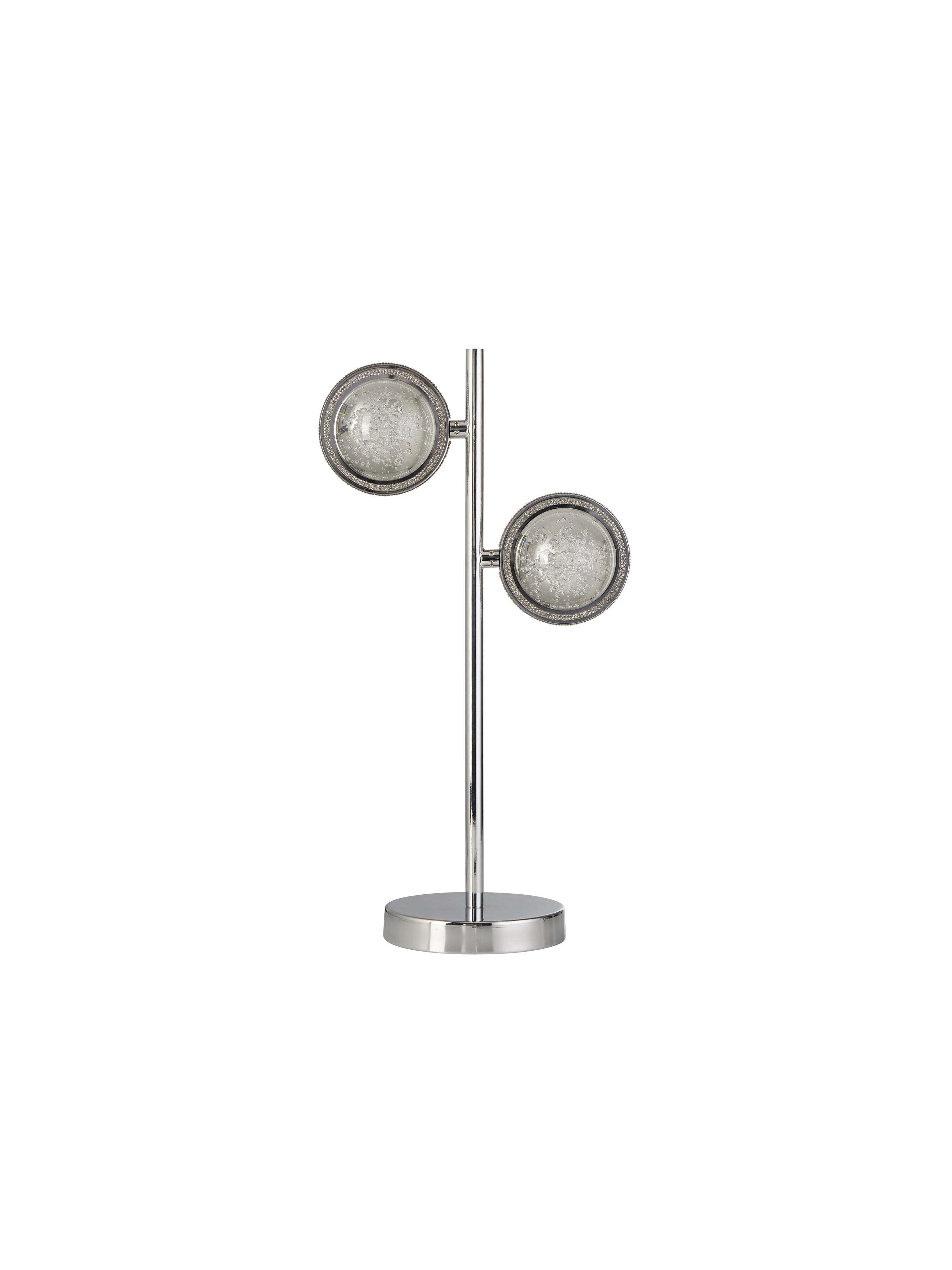 Searchlight Queensland 2 Light Table Lamp - Chrome & Bubble Glass