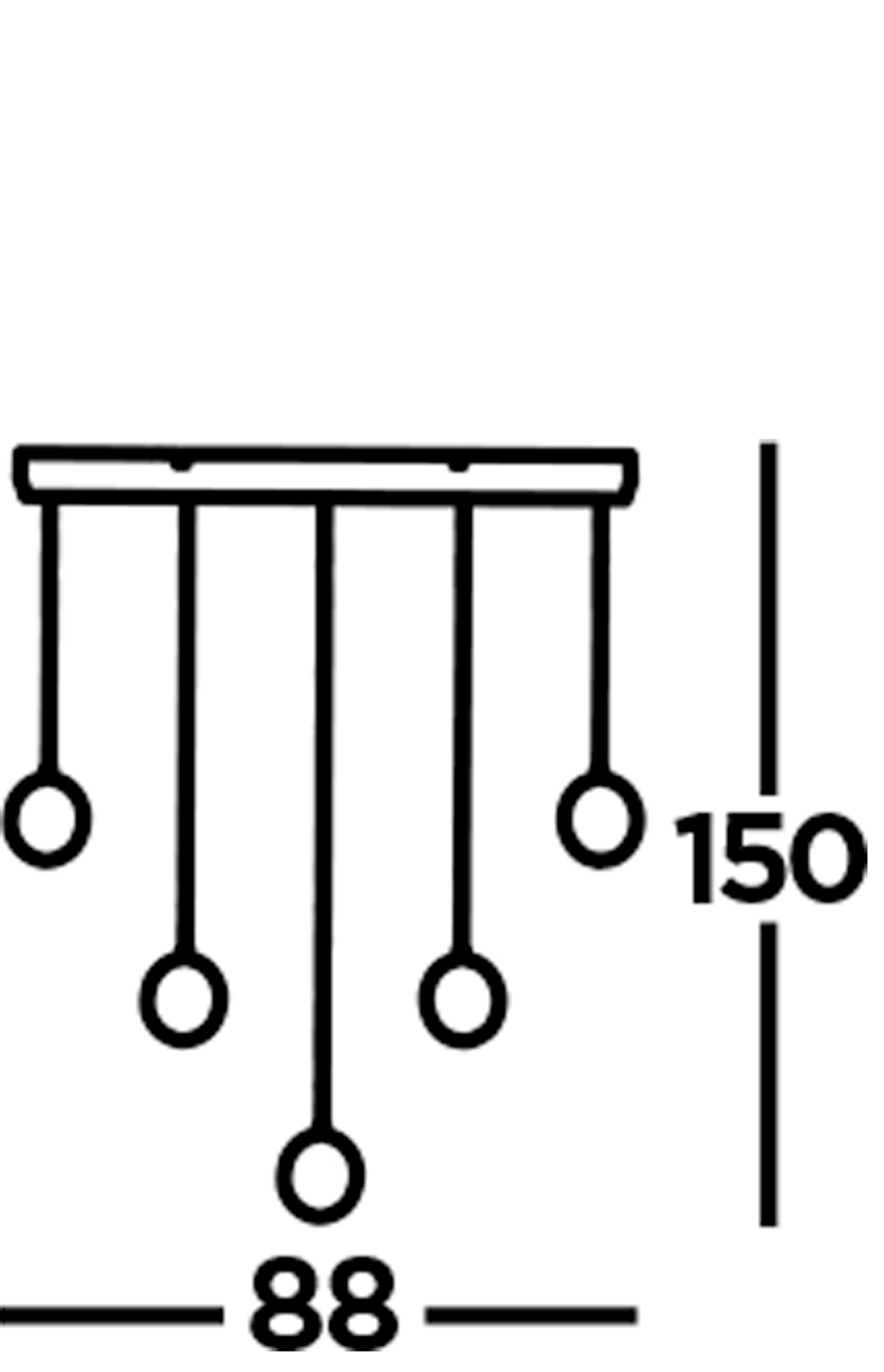 Searchlight Queensland 5 Light Bar Ceiling Pendant - Chrome & Bubble Glass