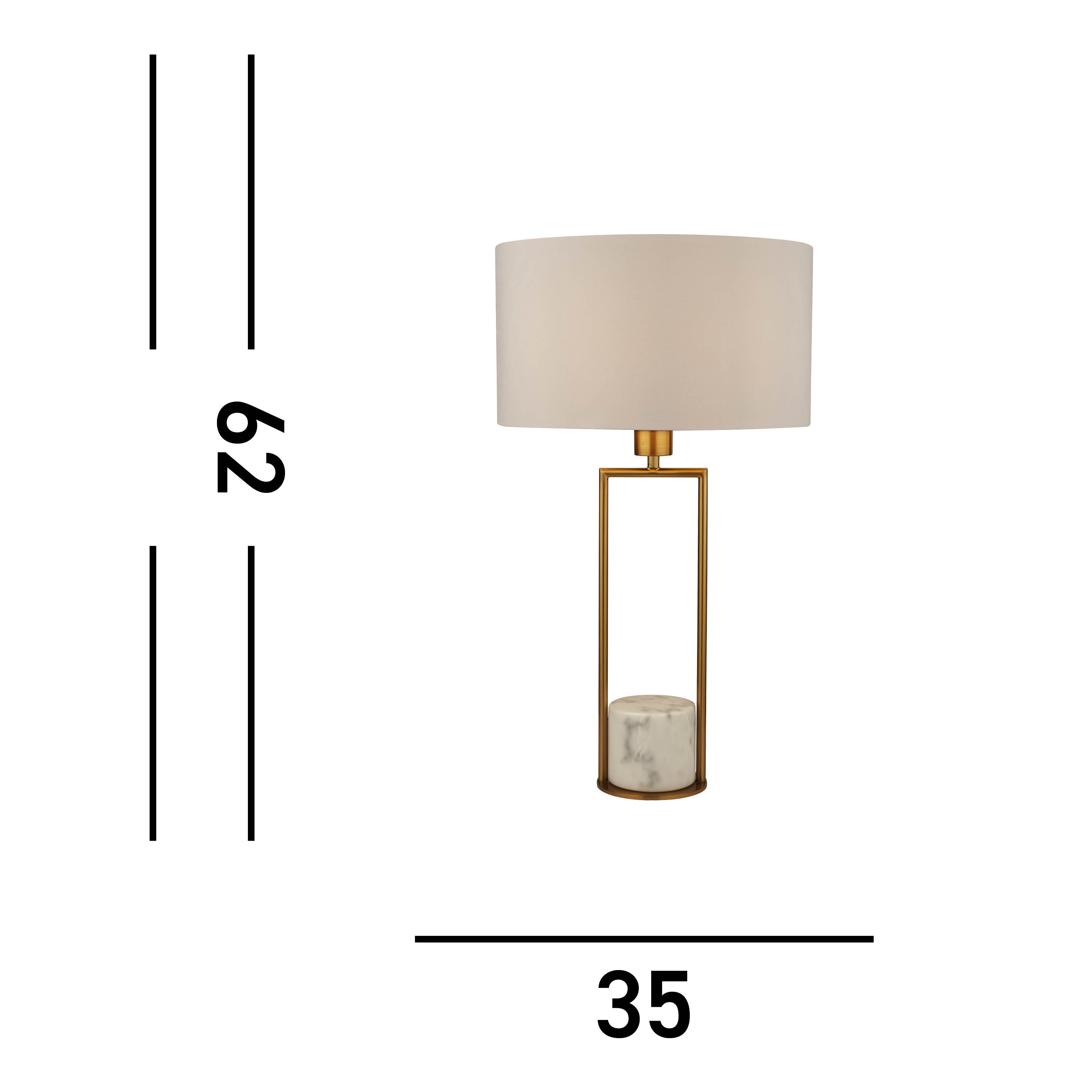 Searchlight Cardwell Table Lamp - Marble & Gold with White Drum Shade