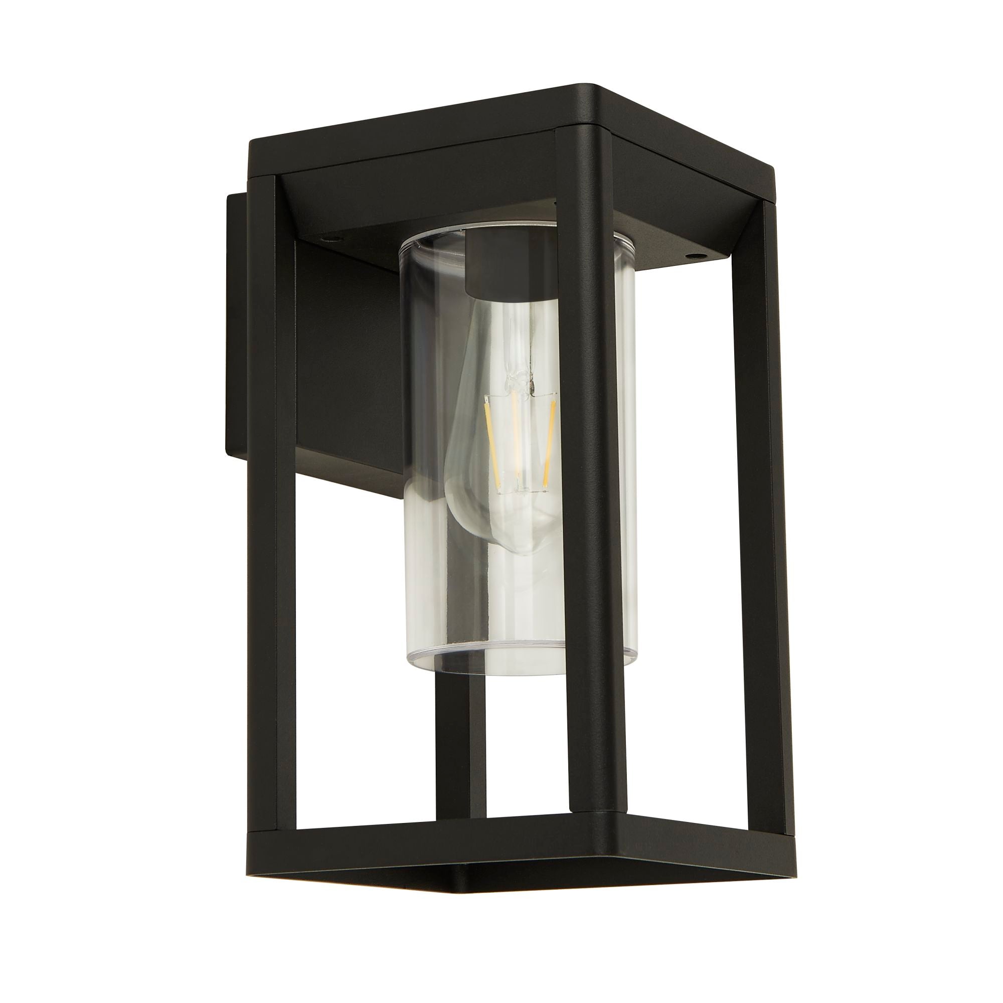 Searchlight Aubery Outdoor Wall Light - Matt Black with Clear Diffuser