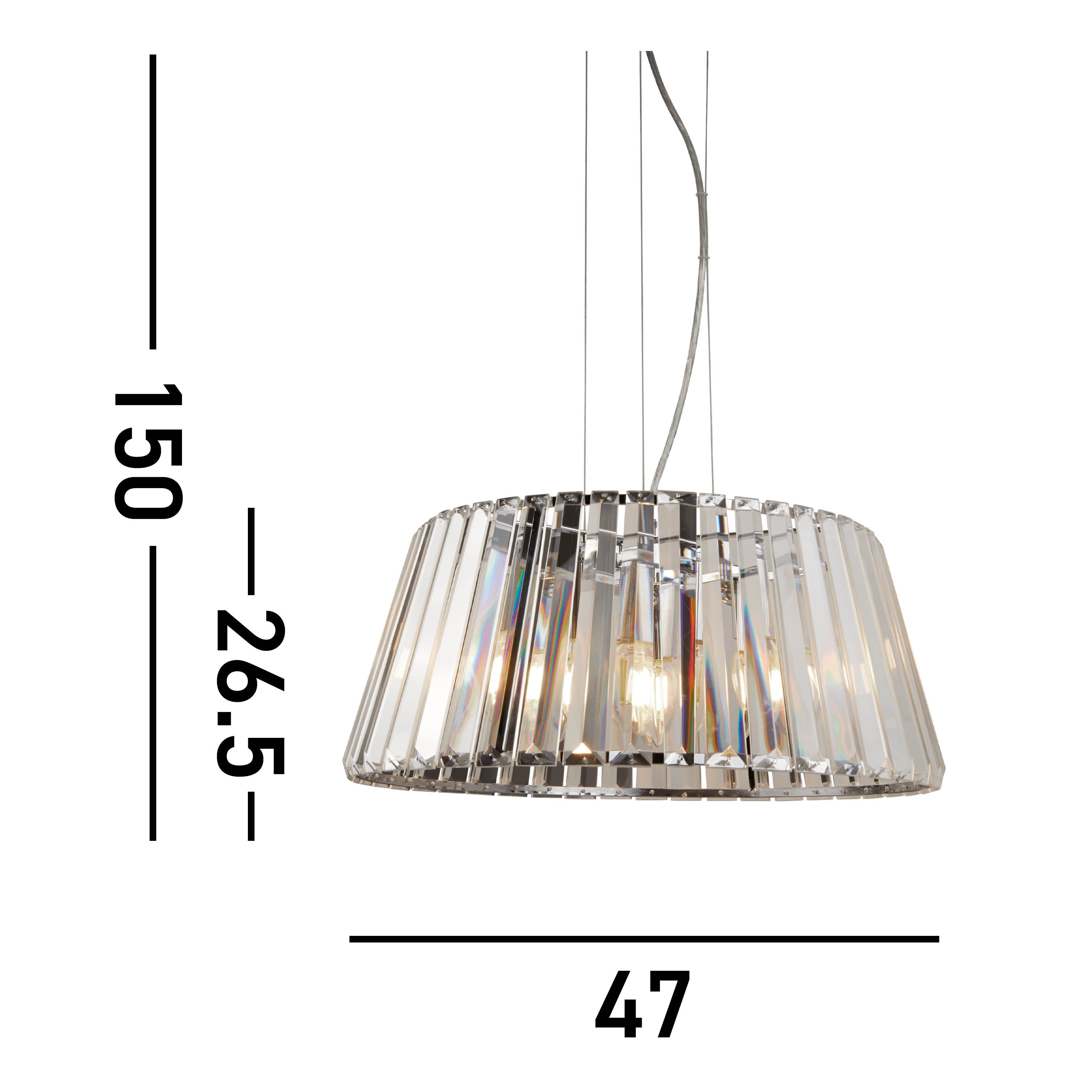 Searchlight Talton 5 Light Pendant to Semi-Flush - Chrome & Clear Glass