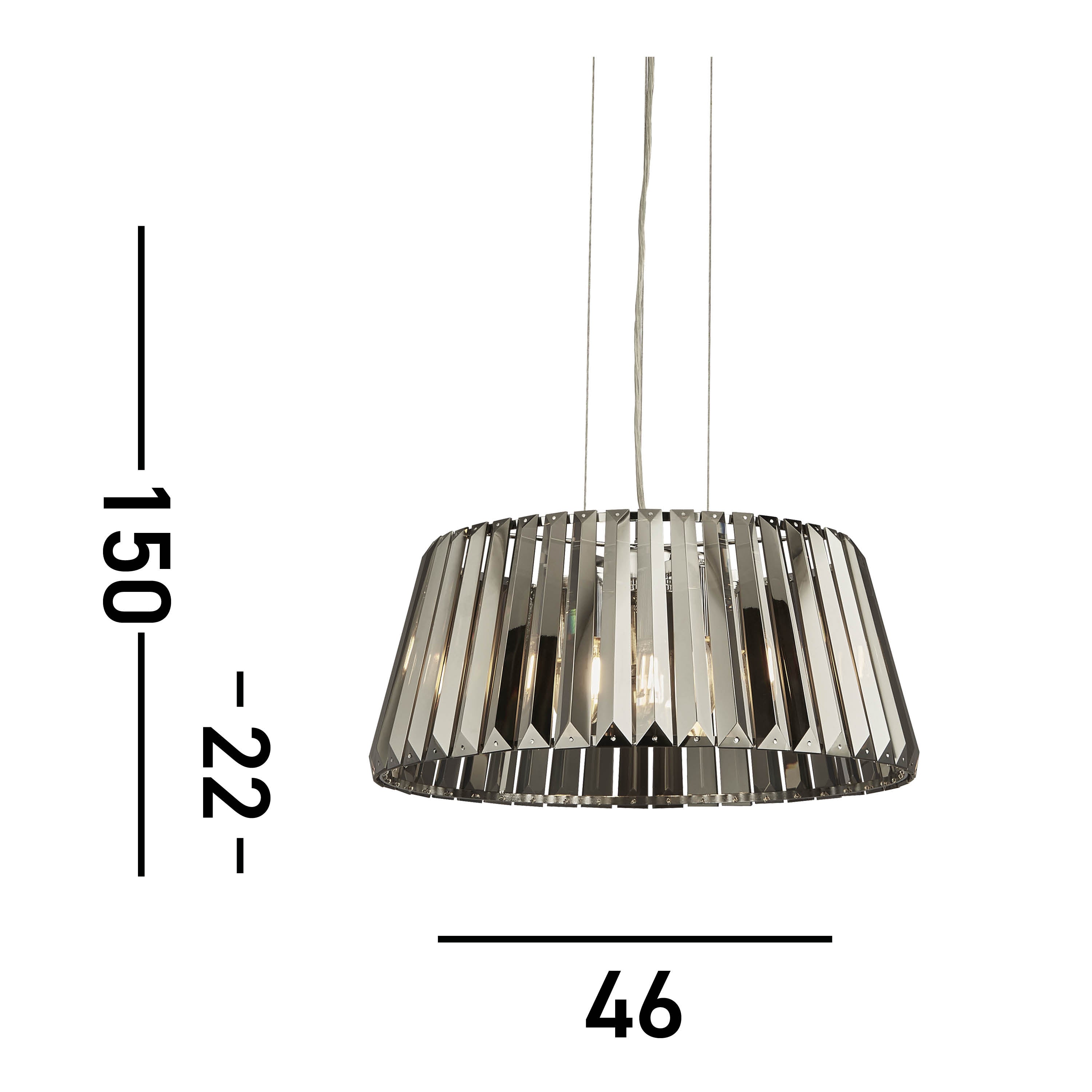 Searchlight Talton 5 Light Pendant to Semi-Flush - Chrome & Smoked Glass