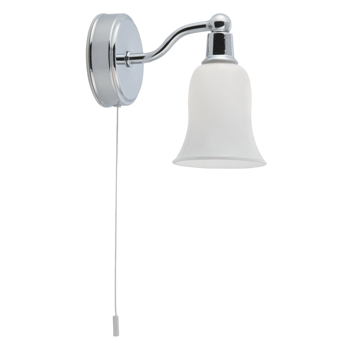 Searchlight Beaconsfield Bathroom Wall Light - Chrome & White Glass Shade - IP44