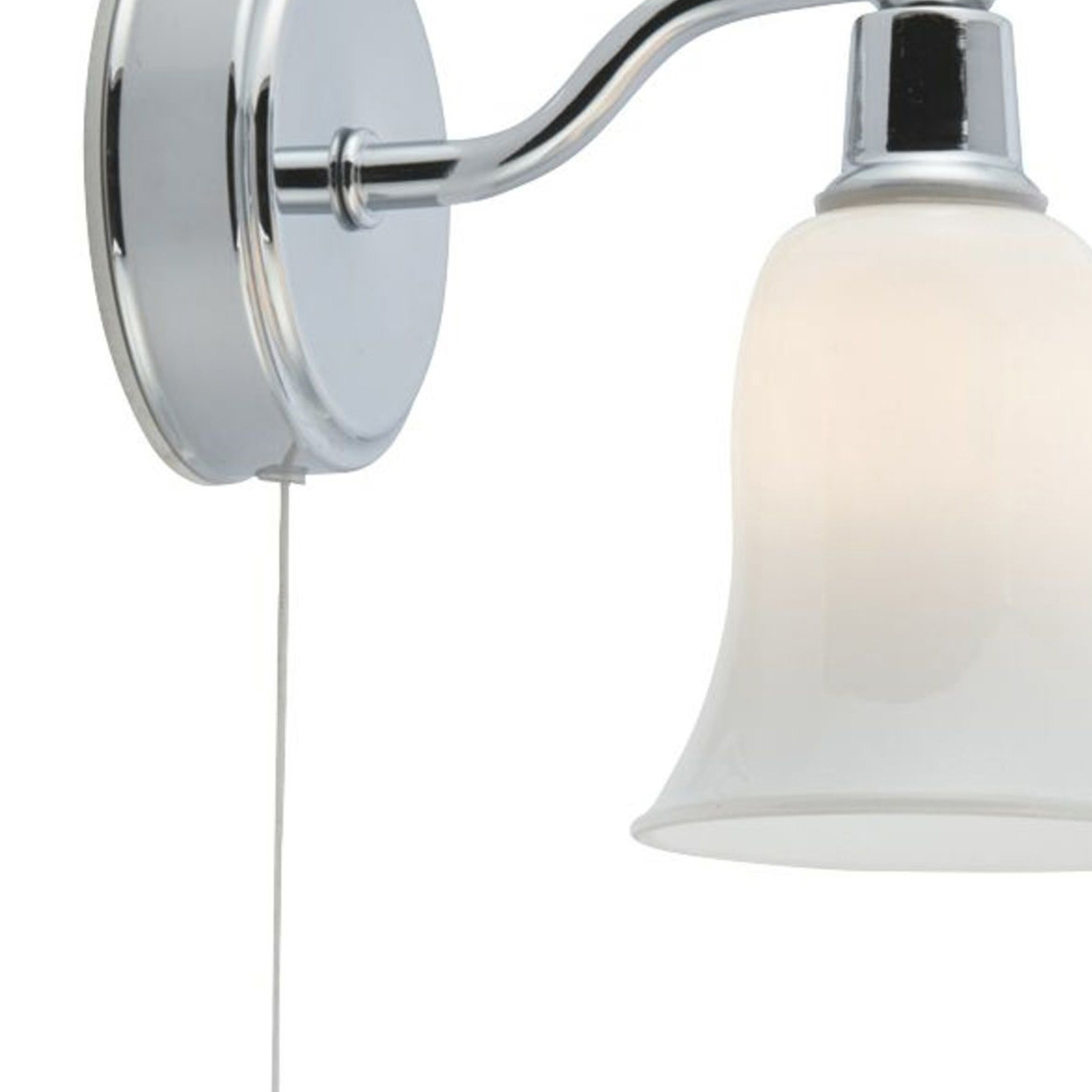 Searchlight Beaconsfield Bathroom Wall Light - Chrome & White Glass Shade - IP44