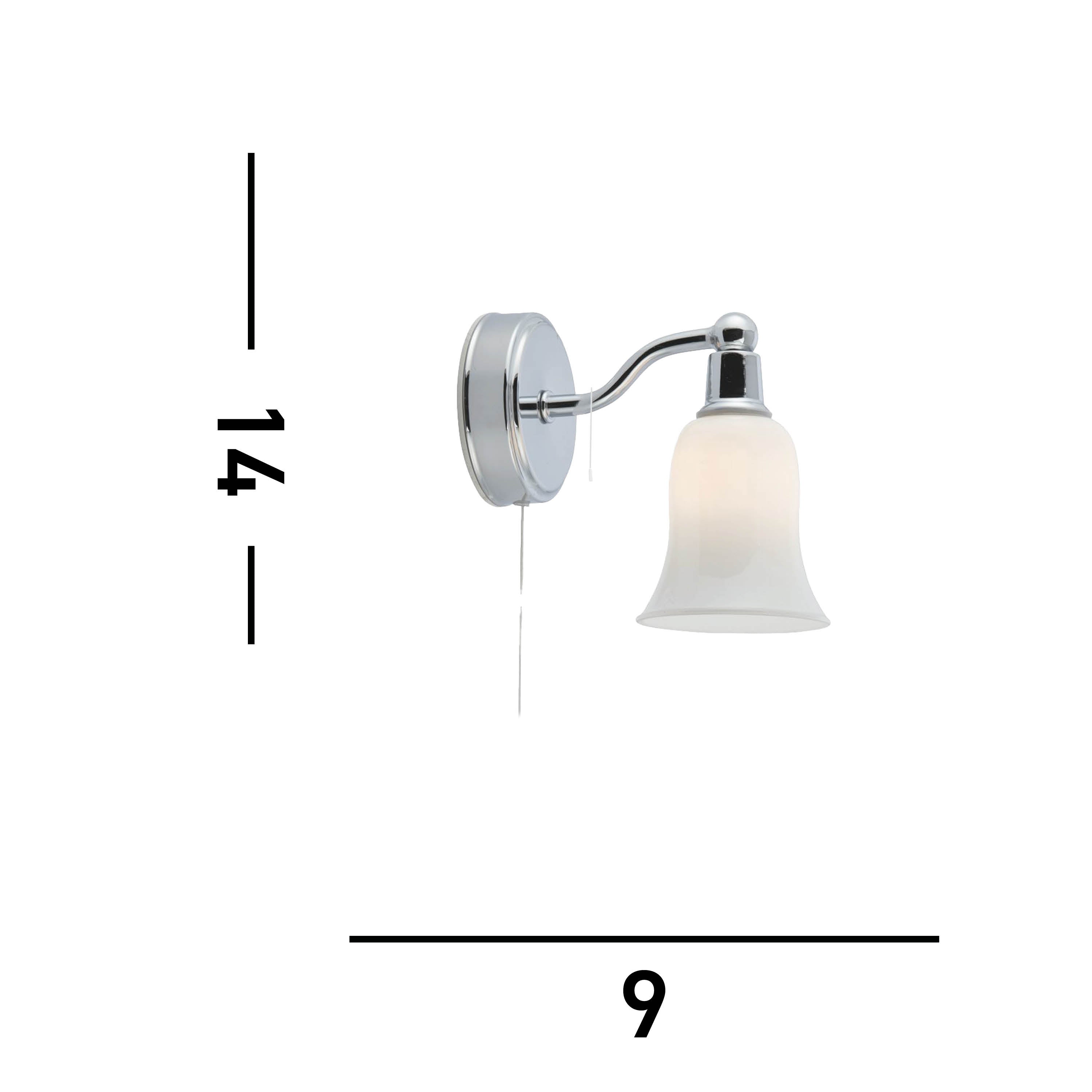 Searchlight Beaconsfield Bathroom Wall Light - Chrome & White Glass Shade - IP44