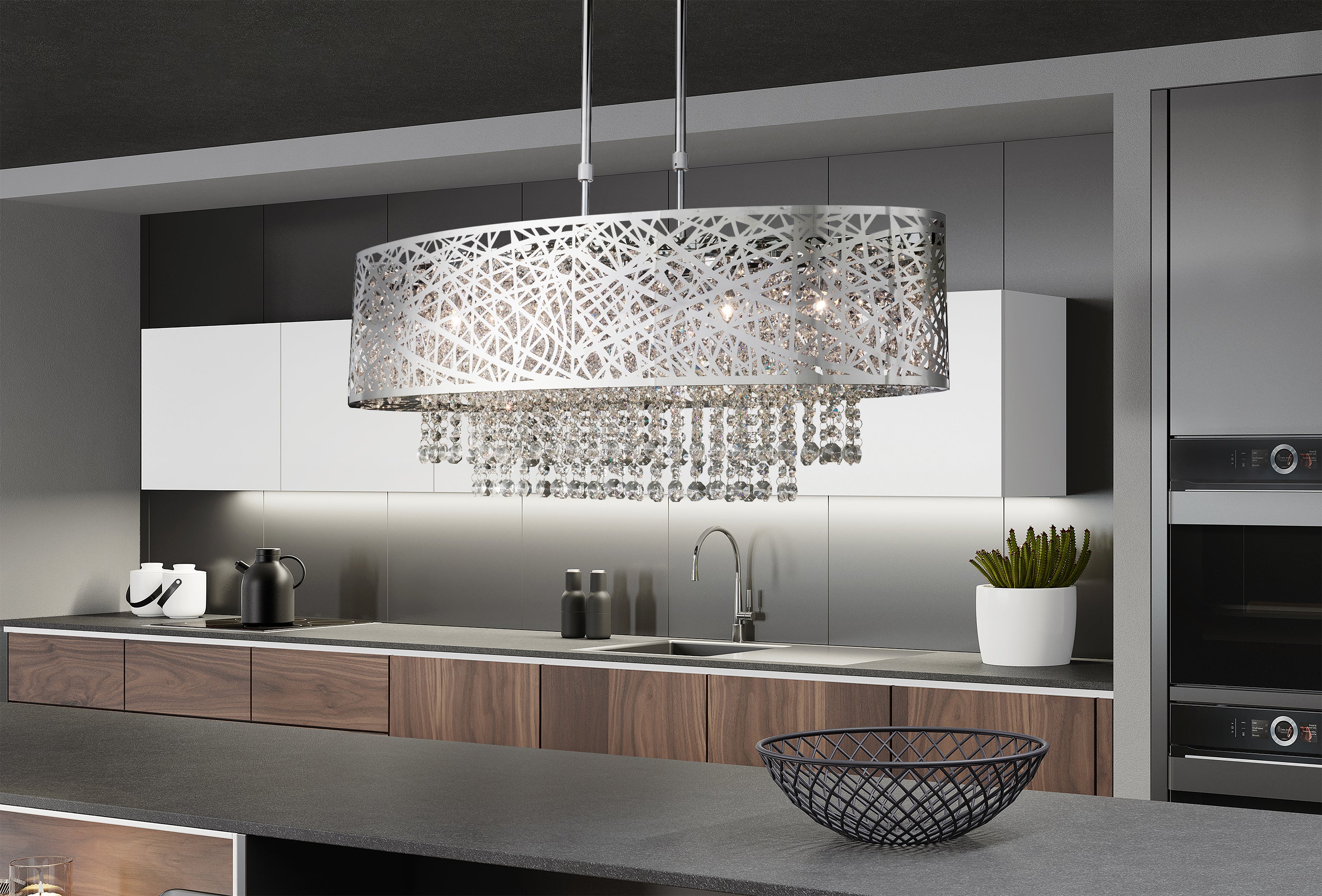 Searchlight Meliden 5 Light Semi-Flush - Chrome