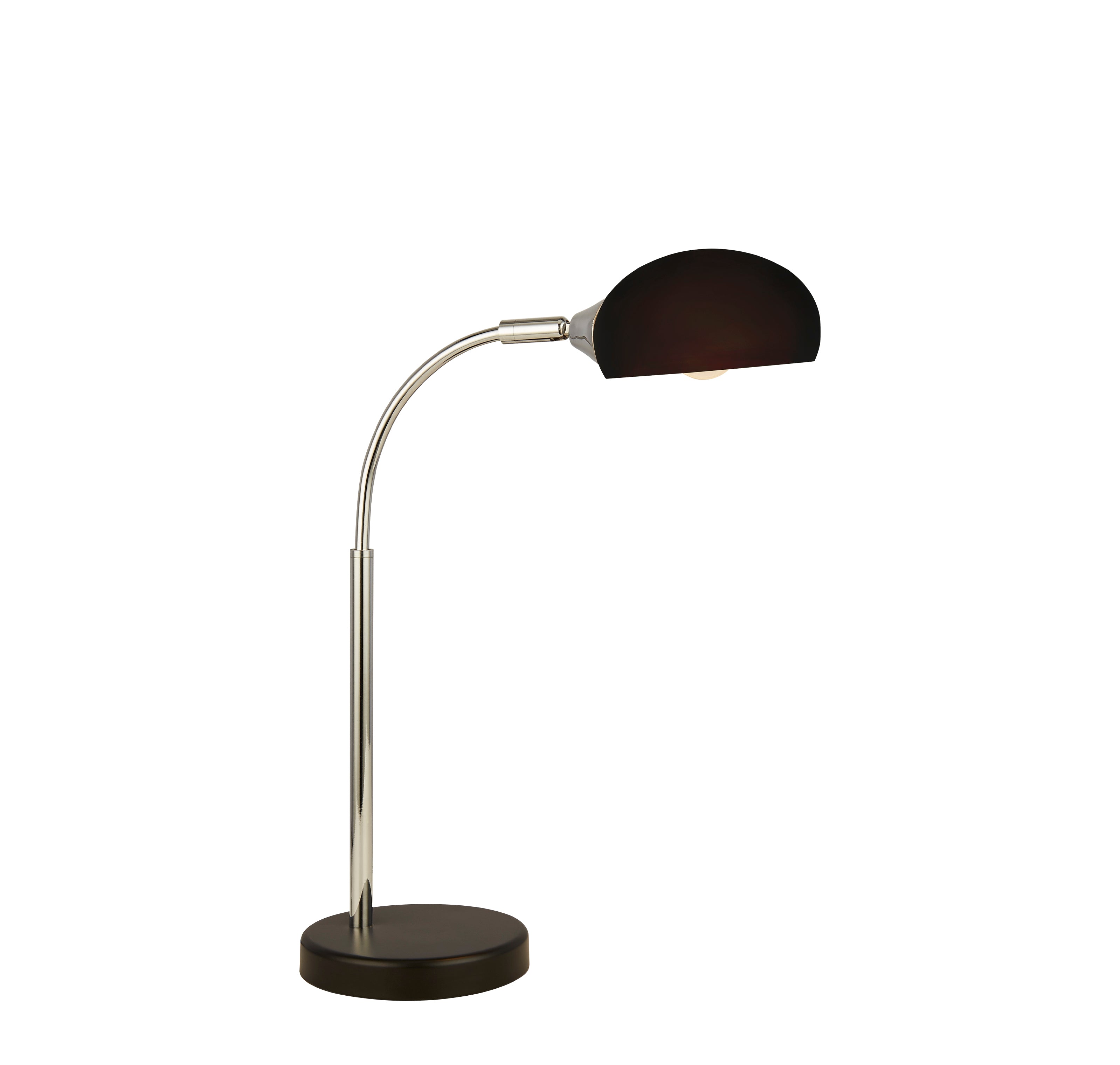 Searchlight Ashdale Table Lamp - Black & Chrome Metal & Black Glass Shade