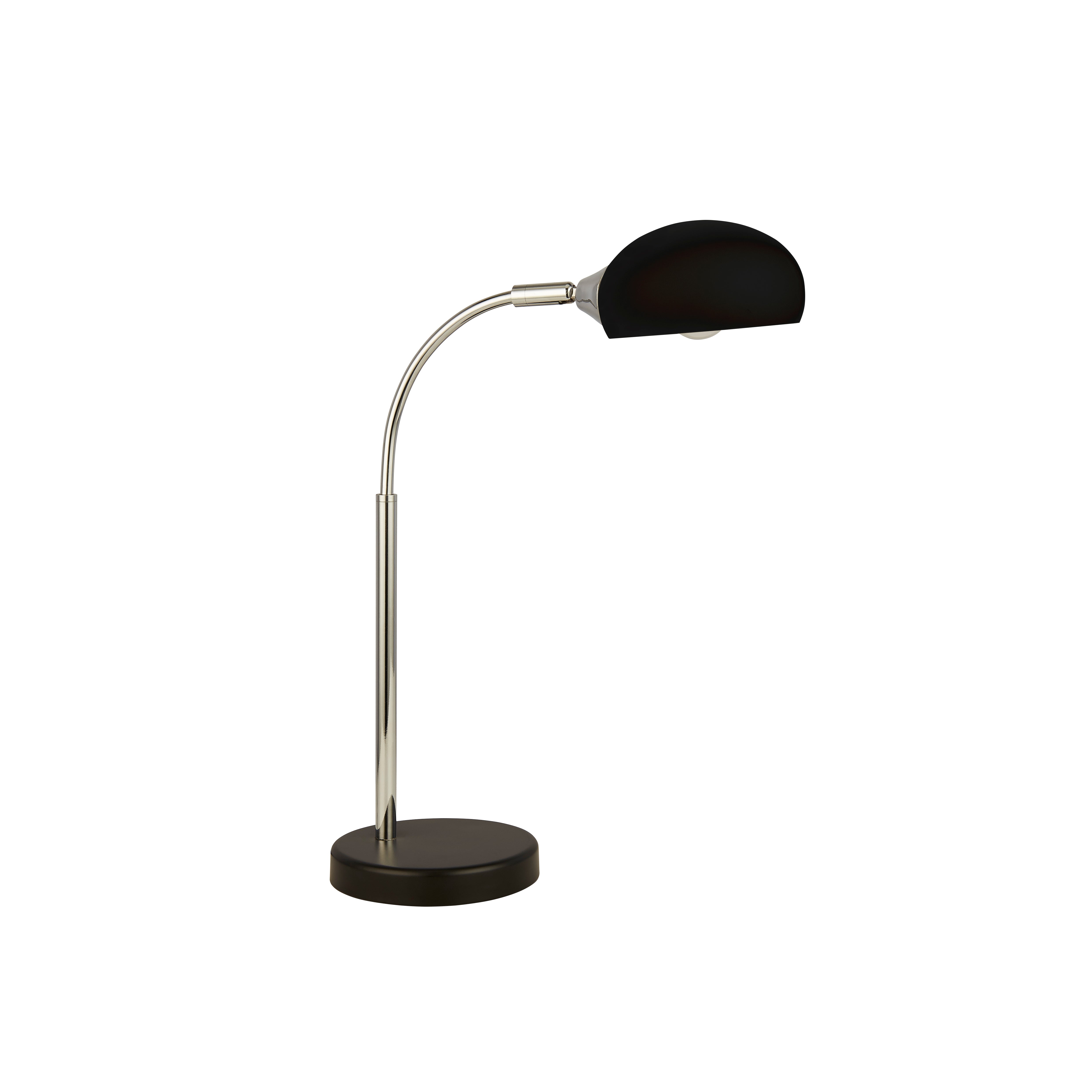 Searchlight Ashdale Table Lamp - Black & Chrome Metal & Black Glass Shade