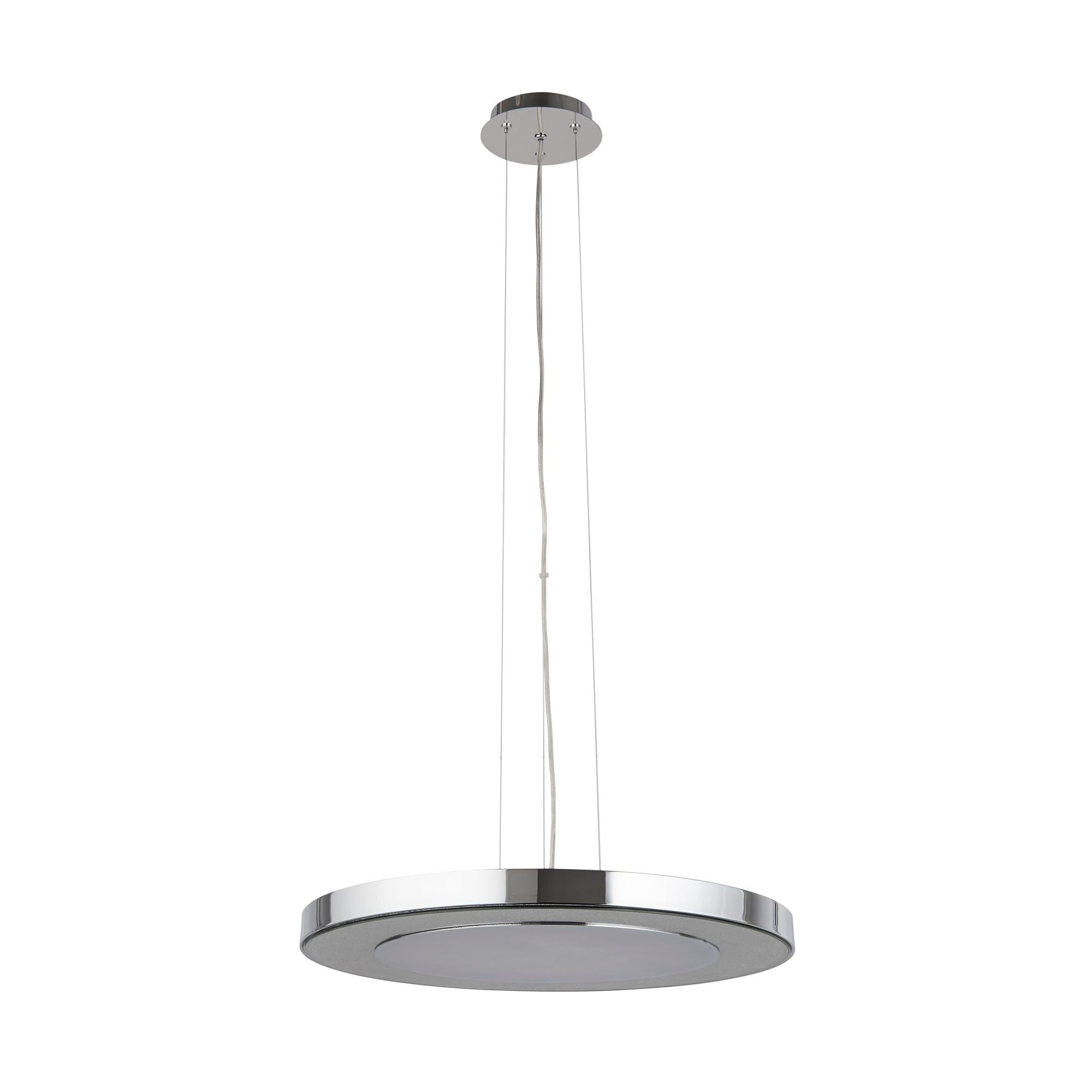 Searchlight Landseer LED Ceiling Pendant (50cm Diameter), Chrome, Crushed Ice Effect Deco