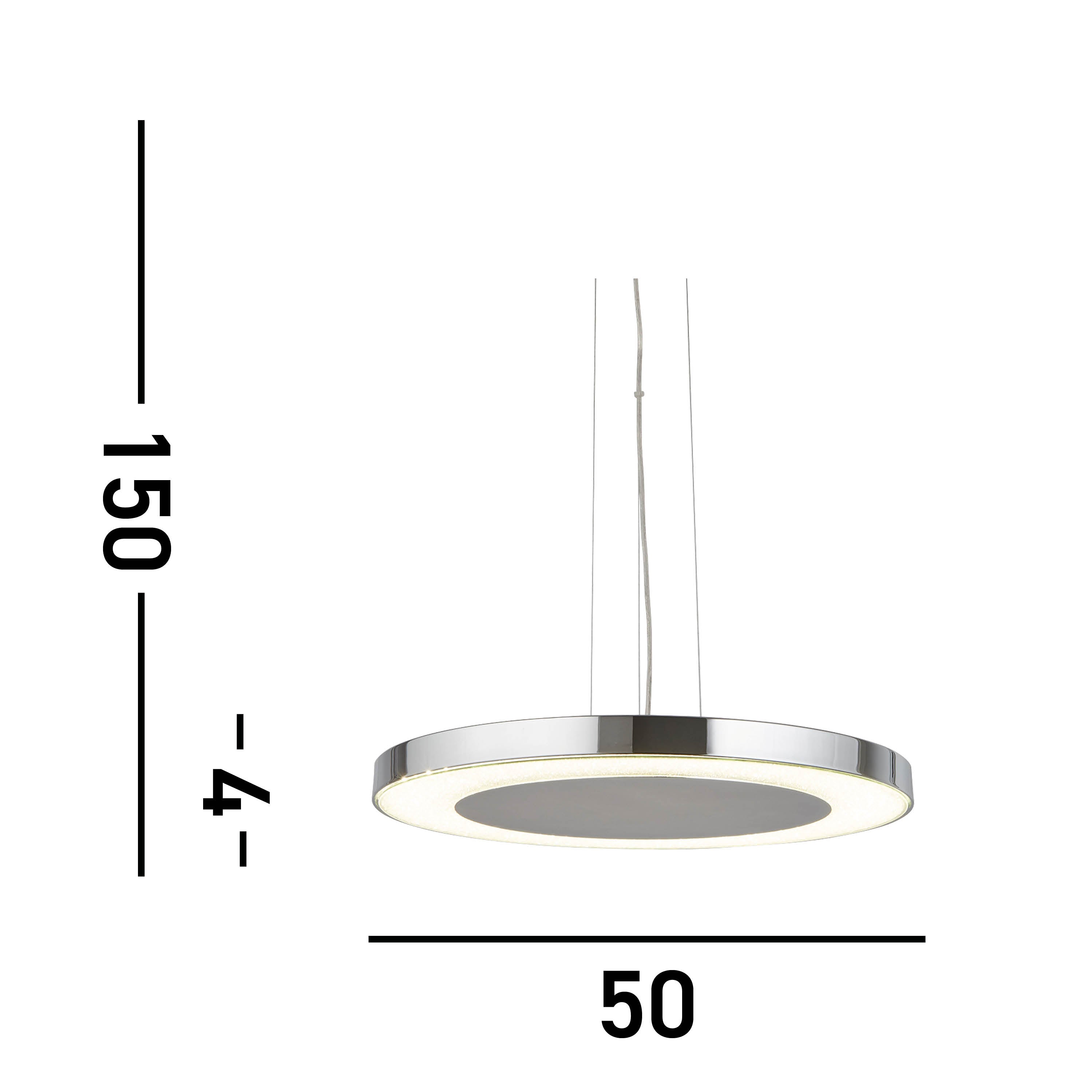 Searchlight Landseer LED Ceiling Pendant (50cm Diameter), Chrome, Crushed Ice Effect Deco