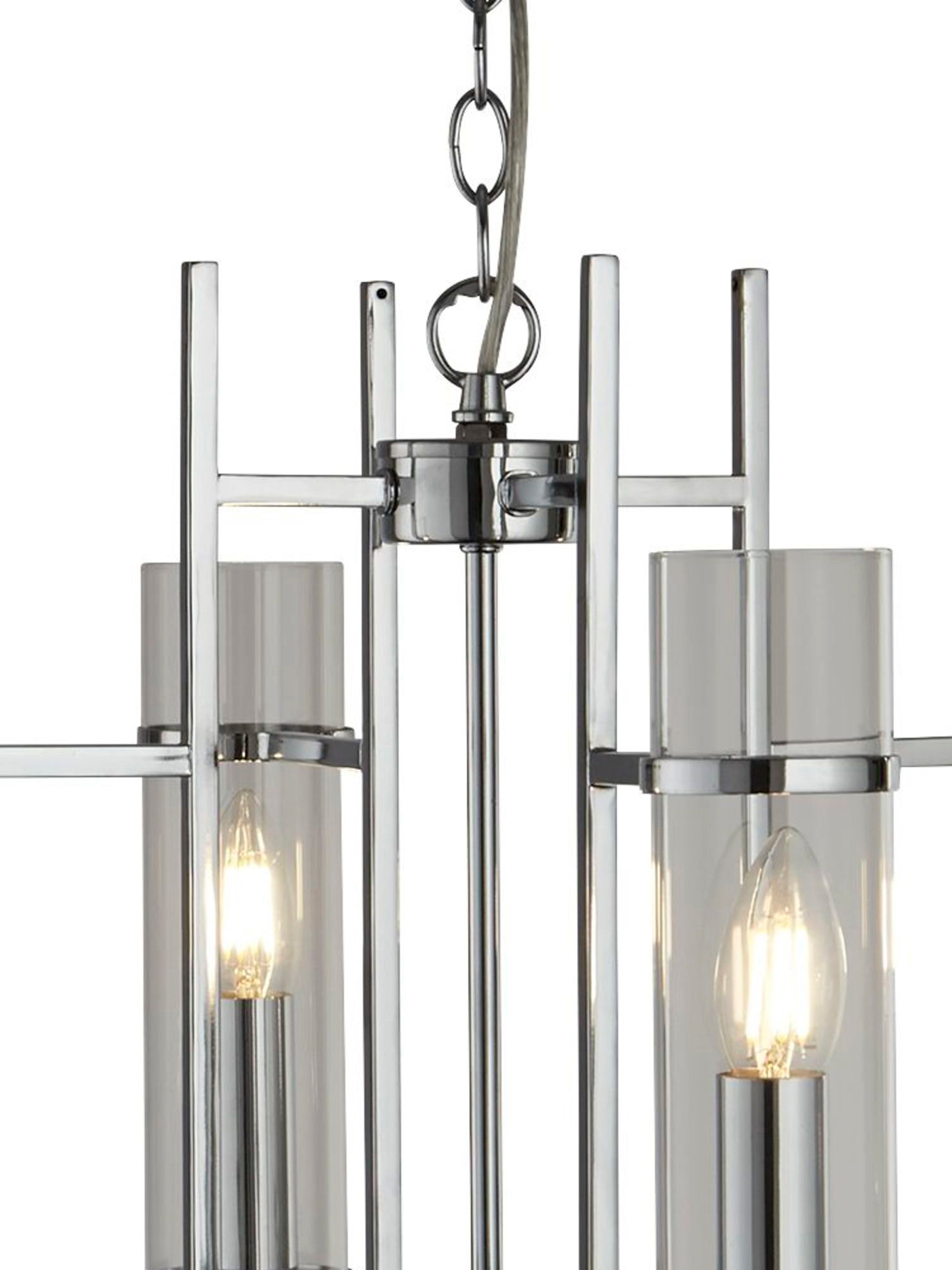 Searchlight Mere Chrome 4 Light Fitting With Clear Glass Cylinder Shades
