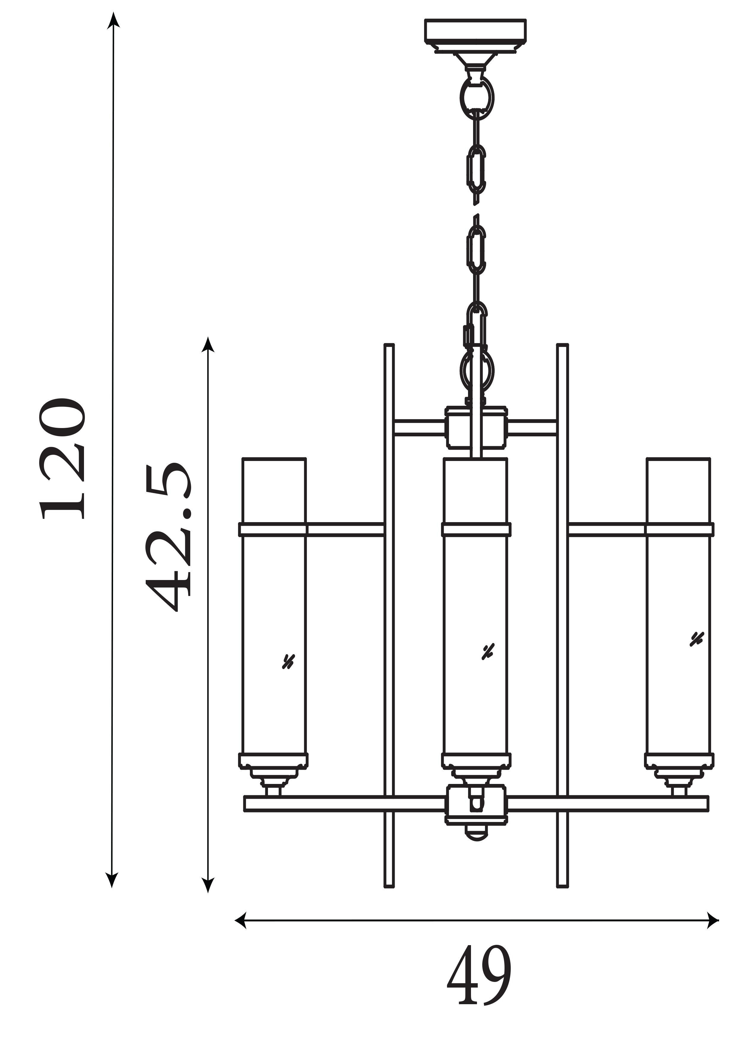 Searchlight Mere Chrome 4 Light Fitting With Clear Glass Cylinder Shades