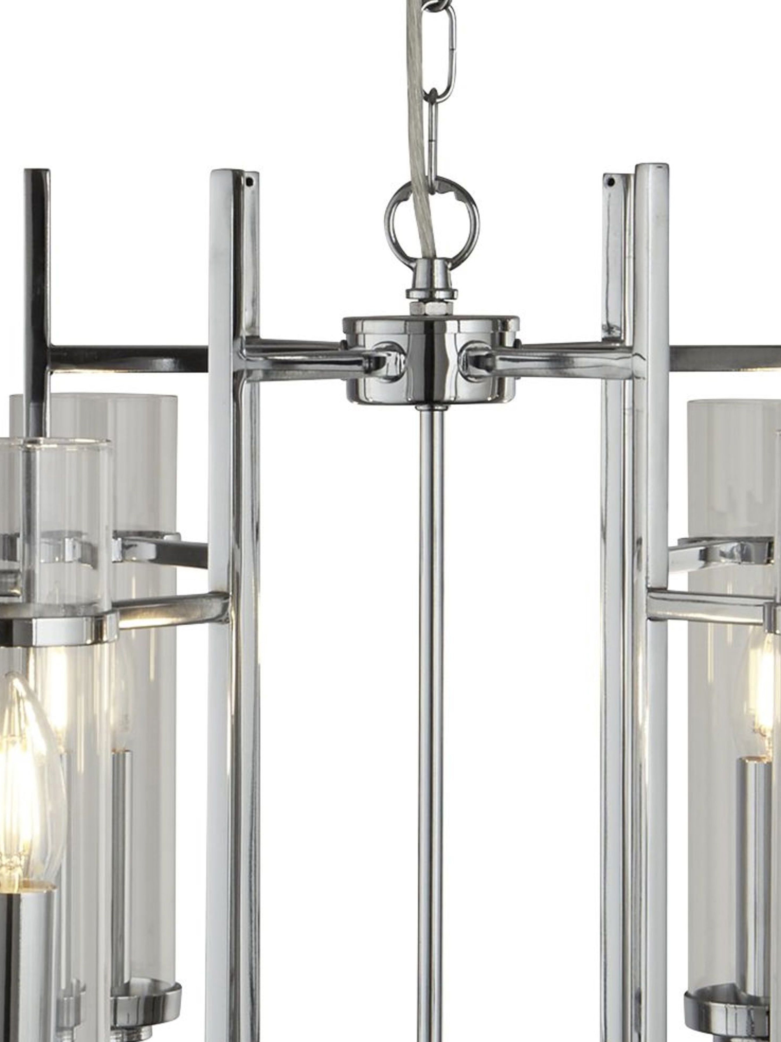 Searchlight Mere Chrome 6 Light Fitting With Clear Glass Cylinder Shades