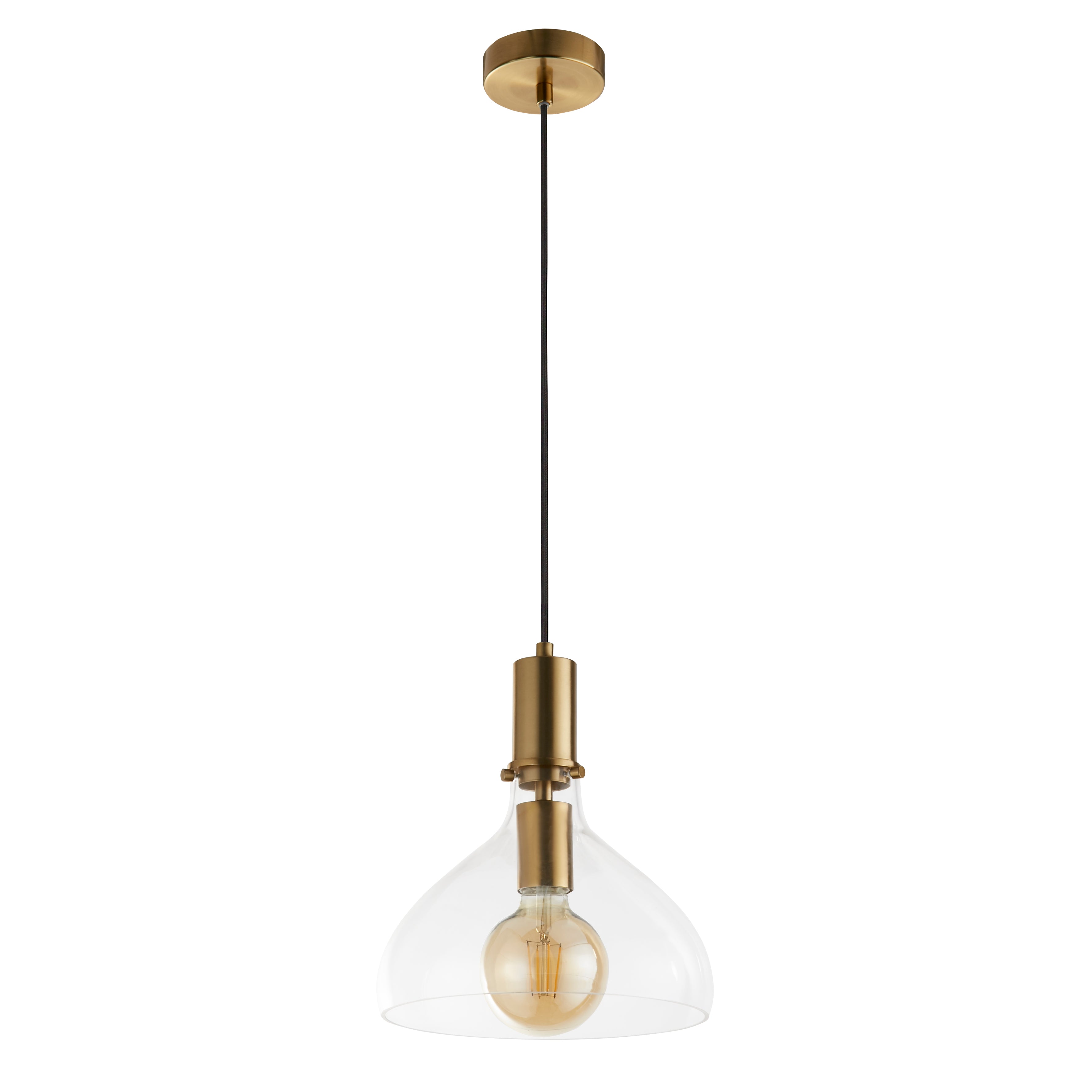 Searchlight Manesty Pendant - Brass Metal & Glass