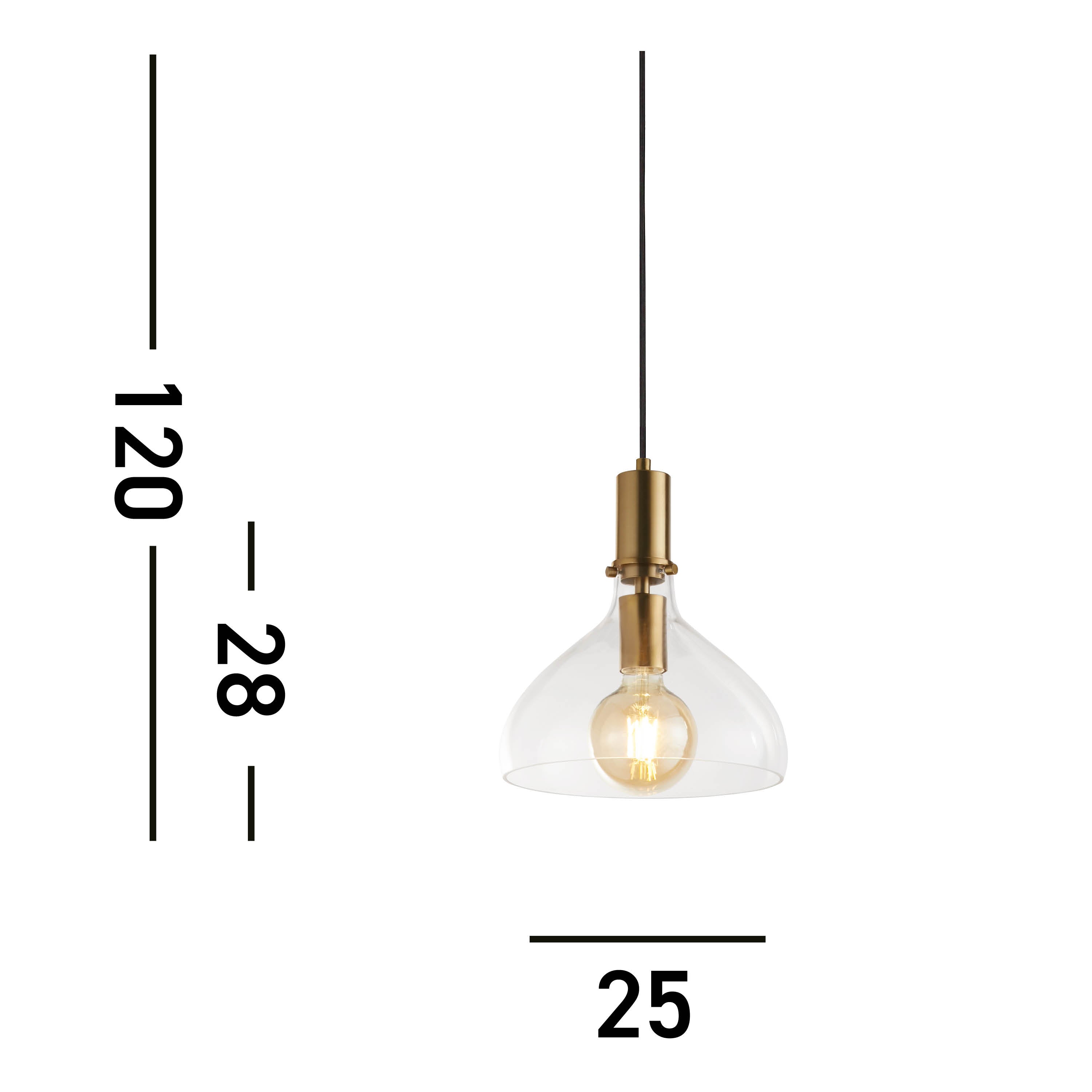 Searchlight Manesty Pendant - Brass Metal & Glass
