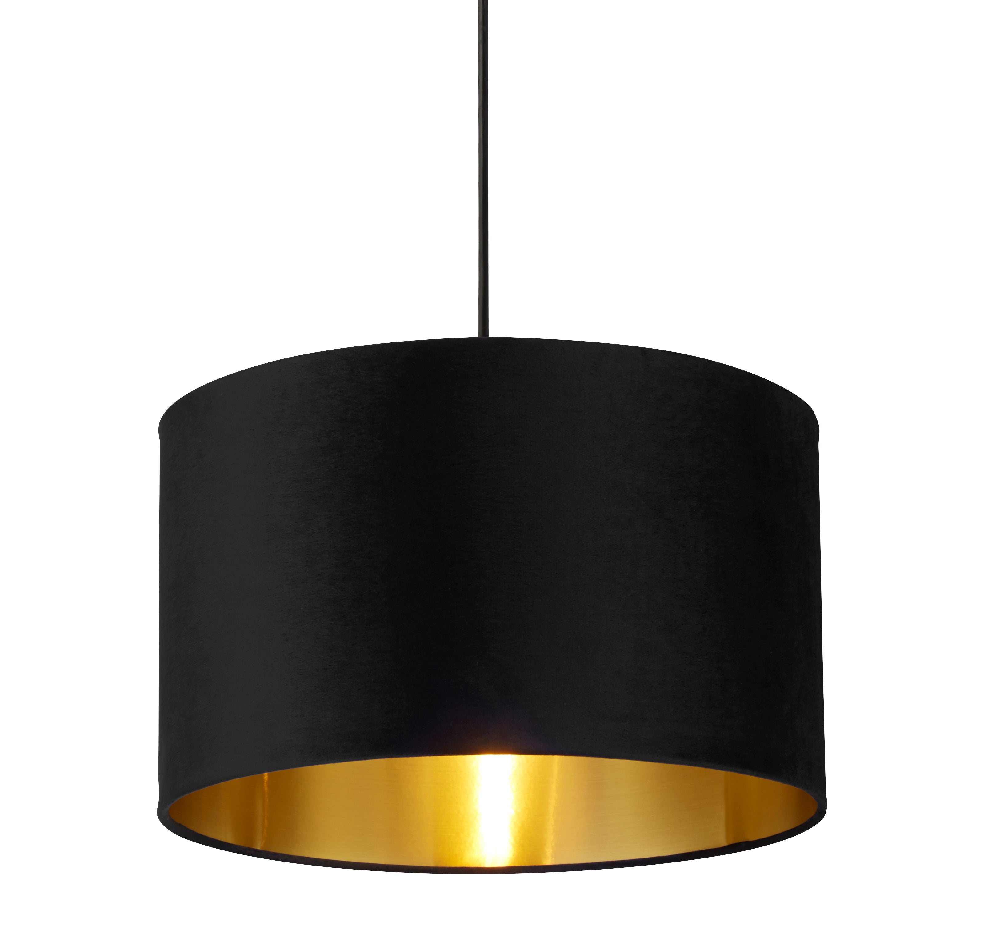 Searchlight Drum Shade - 40cm - Black Velvet with Gold Inner - Shade Only