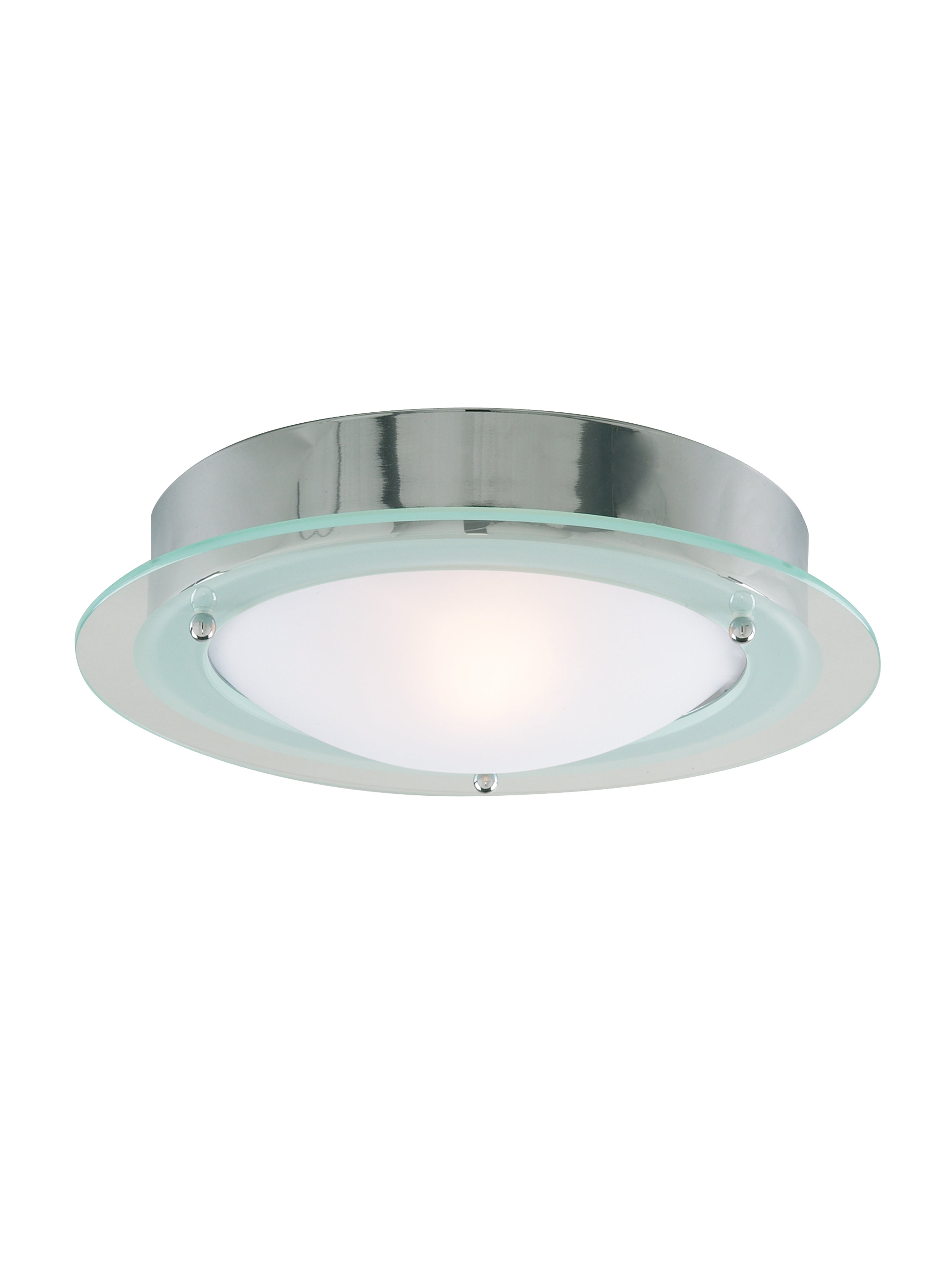 Searchlight IP44 Chrome Flush Fitting With Opal Glass & Clear Halo