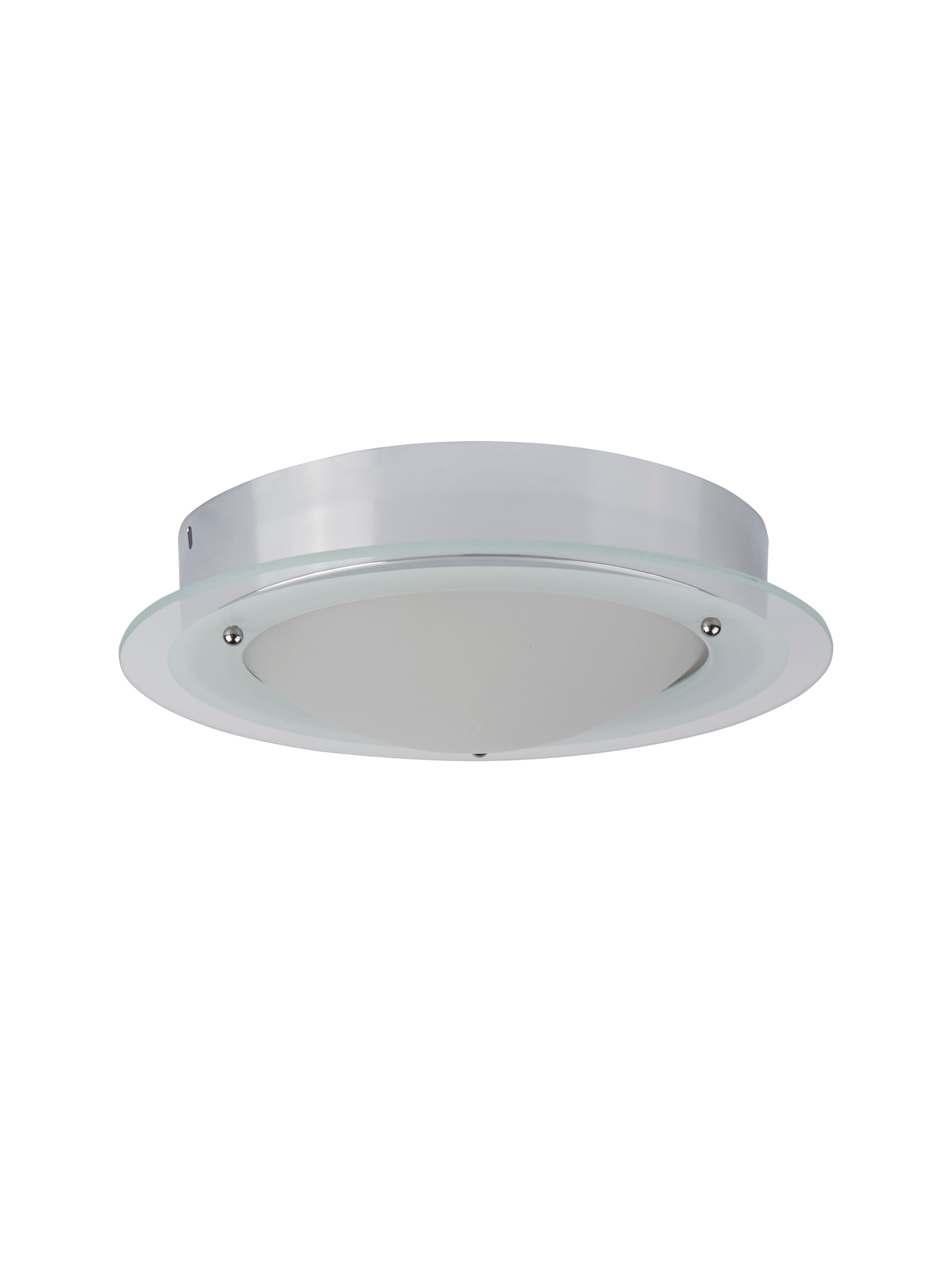 Searchlight IP44 Chrome Flush Fitting With Opal Glass & Clear Halo