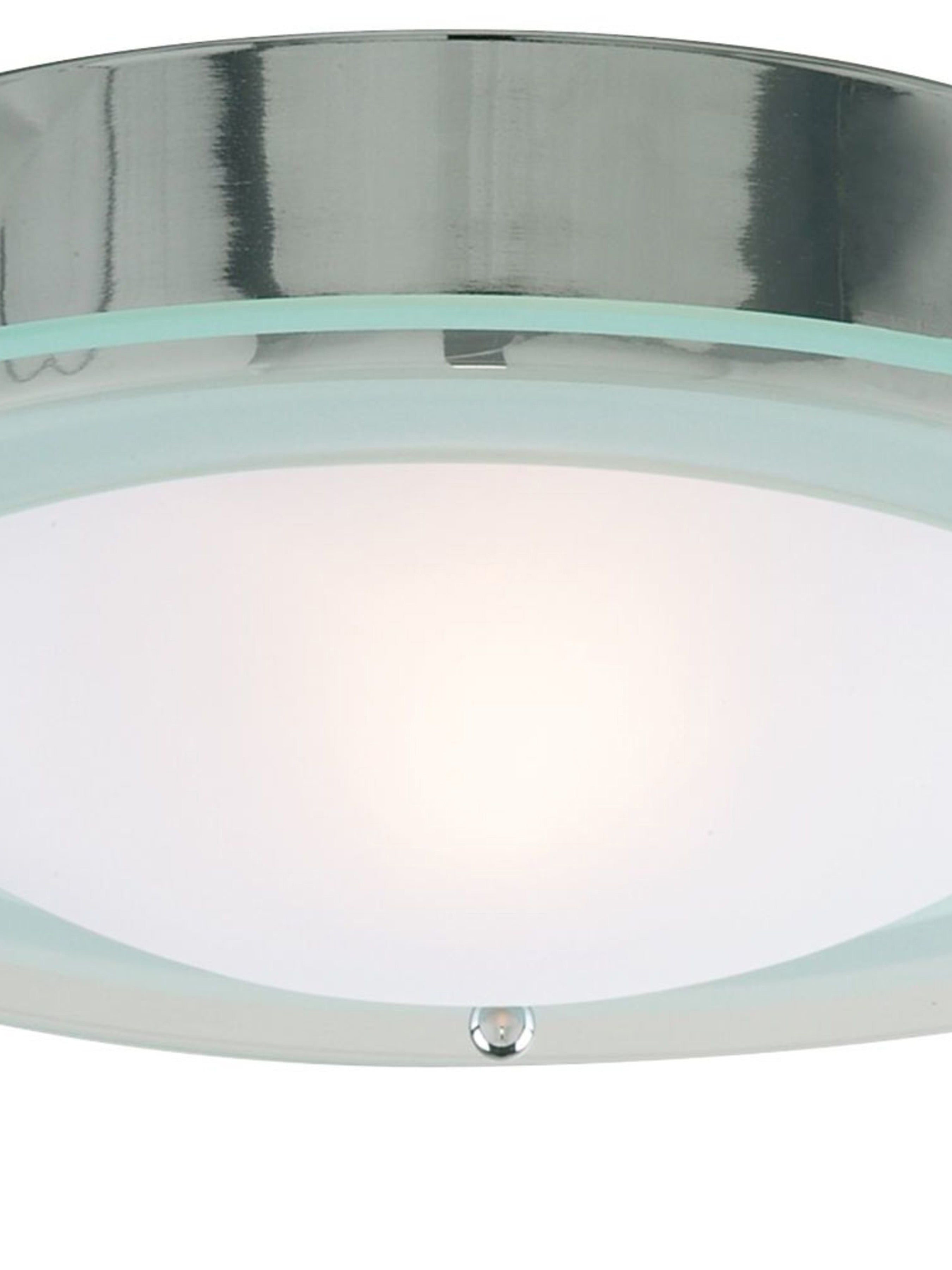 Searchlight IP44 Chrome Flush Fitting With Opal Glass & Clear Halo
