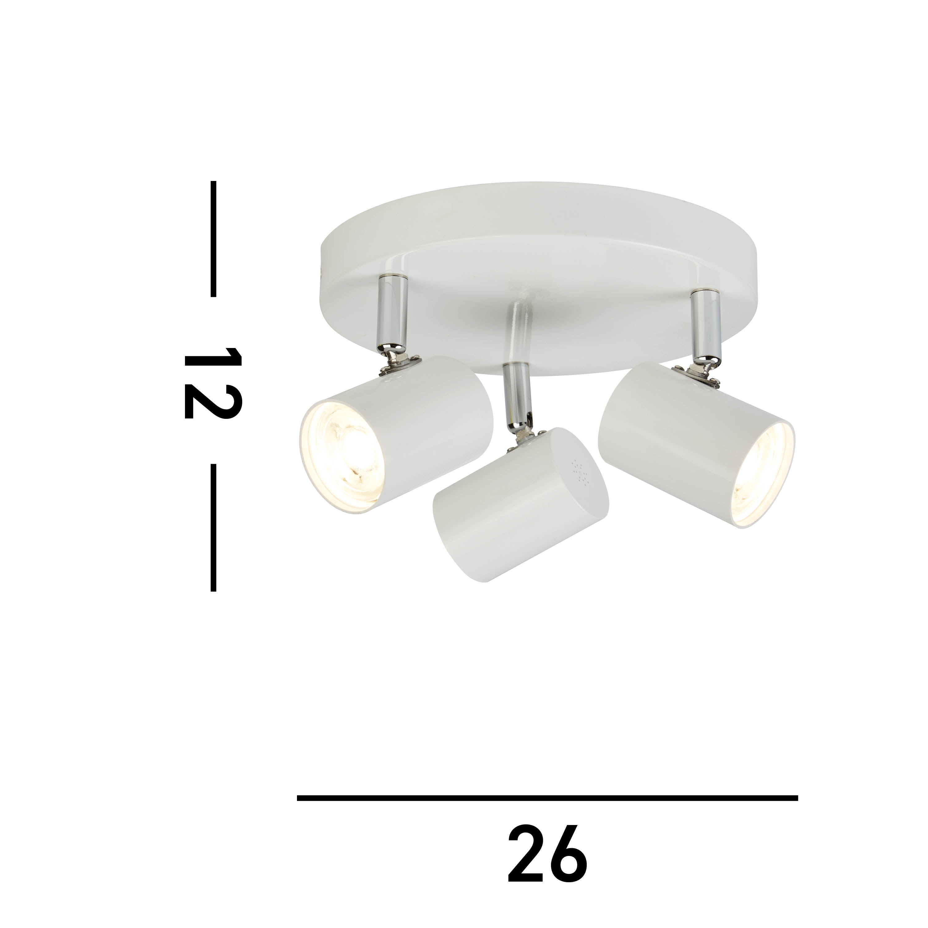 Searchlight Redfern 3 Light Cylinder Head Spot Plate, White & Chrome